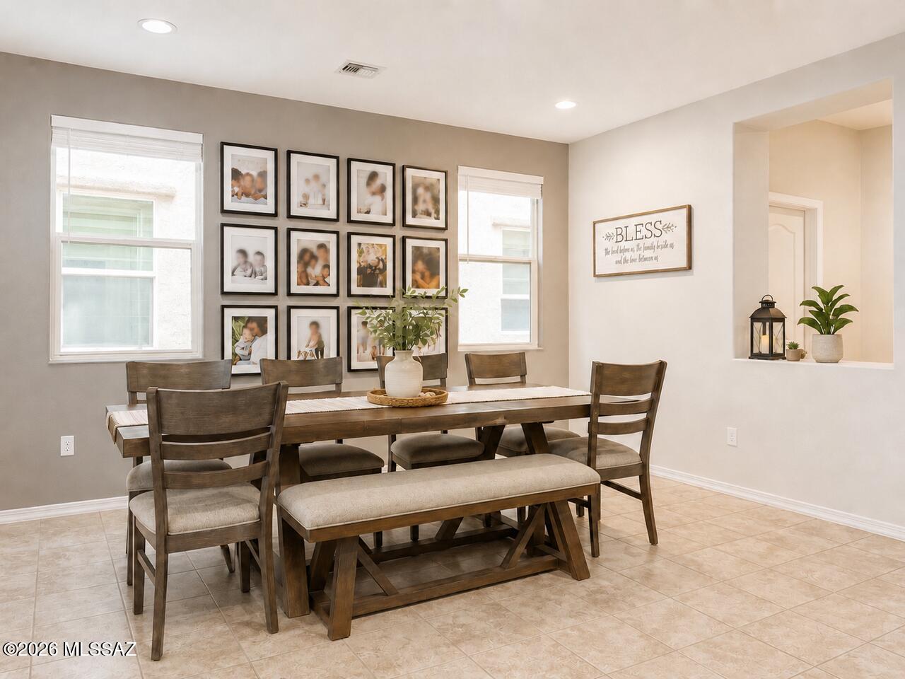 4.99% Assumable Rate.  Welcome to this beautiful 5-bedroom, 2.5-bath home in the desirable Rancho Sahuarita community. Offering 2,836 square feet of well-designed living space, this home features a popular open-concept floor plan with a private den, versatile flex room, spacious loft, and an inviting great room that flows seamlessly into the gourmet kitchen. The kitchen is beautifully appointed with granite countertops, rich espresso cabinetry, a large pantry, and plenty of space for cooking and entertaining. Upstairs, the expansive loft provides endless possibilities as a media room, game room, home office, or additional living area. Each secondary bedroom includes a walk-in closet, providing exceptional storage throughout the home. Step outside to enjoy the covered patio and the privacy of the backyard, where you can relax and take in stunning Arizona sunset views. Adding even more value, this home includes a transferable SolarCity solar lease, helping to significantly reduce monthly energy costs while promoting energy-efficient living. Assumable VA loan.