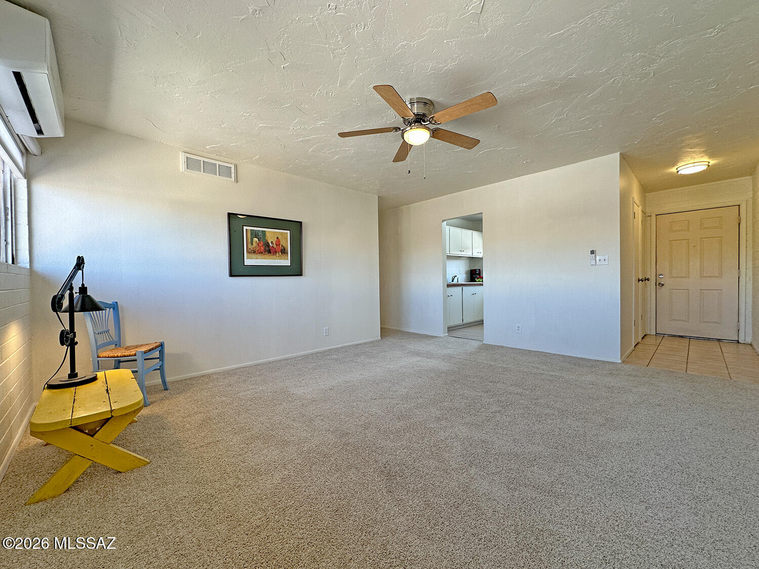 Reduced price! Central Tucson 1 bedroom 1 bath upstairs coop unit. Newly painted throughout, new carpet, new mini split system for heating and cooling. Butcher block counter top and painted cabinetry in kitchen. New refrigerator and oven/stove. Bathroom shower has new travertine stone surround with a new vanity. Patio deck has new flooring. Close to shopping, restaurants and bus lines. Reid Park is a few blocks away with golf course, walking path, dog park and more! Downtown Tucson and University of Arizona are a few minutes away as well. Cash only, no rentals.