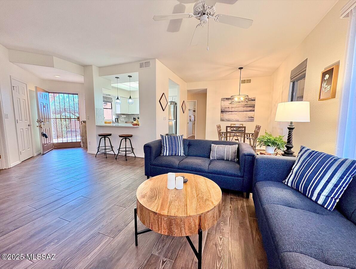Welcome to your dream rental or permanent retreat! This updated ground floor unit is a rare find. There are only 11 units this size boasting 3 bedrooms all with walk-in closets that offer unparalleled storage and comfort. The best part? This unit comes fully furnished, and everything conveys from the decor to the turnkey essentials making your move easy. Step outside to relax in one of the TWO fully screened-in porches, perfect for enjoying morning coffee or evening breezes without the bugs. You are just minutes away from restaurants and shopping, offering the perfect balance of peaceful privacy and vibrant community life.
