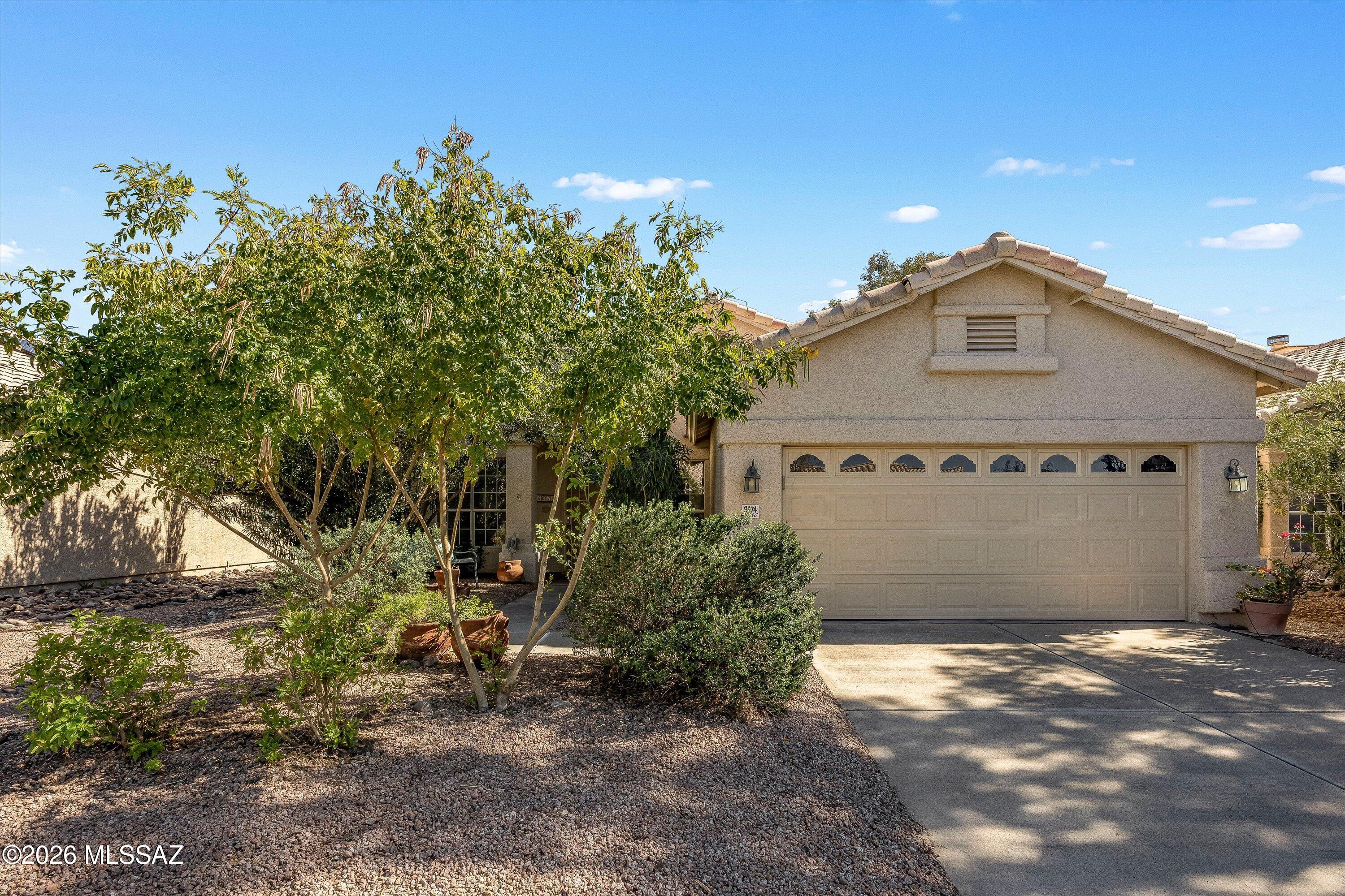 Beautifully maintained 3-bedroom with option 4th bedroom, office or den, 2 bath home in the highly sought after Continental Ranch community. This property offers inviting curb appeal, a private backyard, and valuable updates including a newer A/C, furnace, and water heater. Inside, natural light fills the open living spaces, highlighted by vaulted ceilings and decorative niches. A cozy gas fireplace warms both the family room and kitchen. The kitchen features quartz countertops, white cabinetry with pullout drawers, a pantry, and a bright breakfast area. The split bedroom floor plan provides privacy, and the neutral tile flooring adds a clean, timeless feel throughout. The backyard is perfect for entertaining, complete with a full-length covered patio and no neighbors directly behind you. Nearby I-10 access, shopping, schools, hiking, medical facilities, pools, parks, and trails.