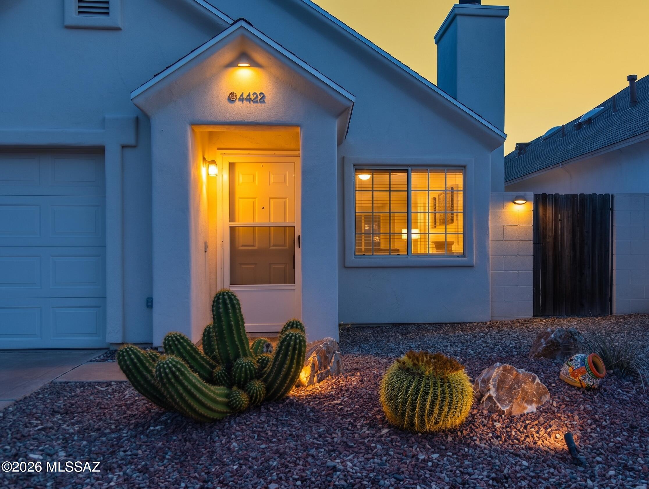 Welcome home to your VA assumable low maintenance, lock and leave patio home with mountain views. Nestled on a private paved road with easy access to Ft Huachuca, shopping, and dining, the location is ideal for easy living. Highlights include an oversized two car garage with storage, a large primary suite with direct patio access, dedicated laundry room with appliances installed, two covered back patios with low-care landscaping, vaulted ceilings with skylights for a bright open feeling, a bonus office (add doors to make it a third bedroom.) Both the water heater and HVAC have recently been replaced, with new flooring in two rooms and new paint in some rooms as well. Move-in ready with opportunity to increase value with cosmetic and kitchen updates. Come see you new home today!