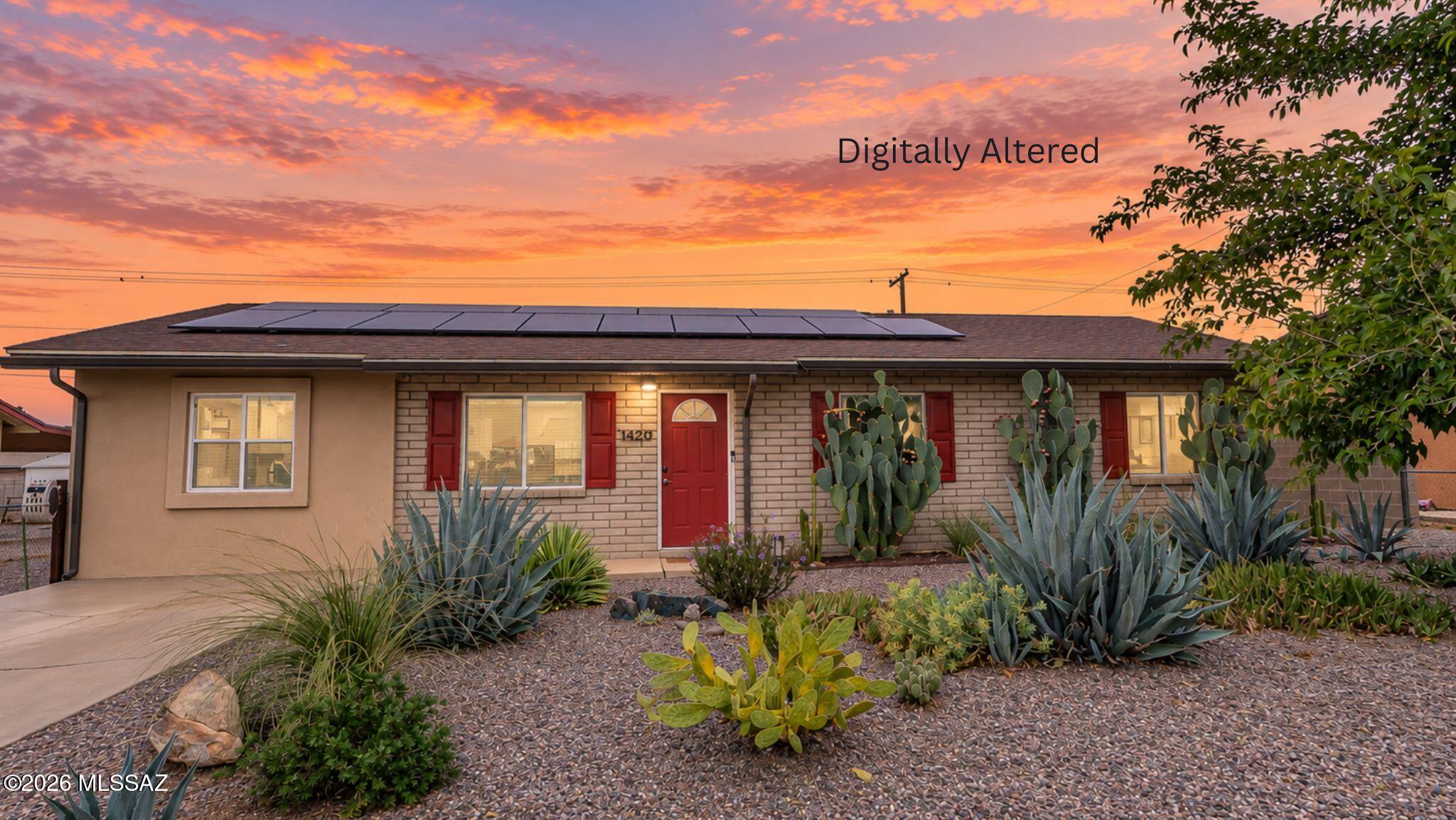 Move-in ready 3 bed / 2 bath home in Safford on a fully landscaped lot. Meticulously maintained with numerous updates and re-plumbed with PEX for peace of mind. Enjoy outdoor living on a huge covered back patio stretching the length of the home, plus garden space, fire pit, and a large storage shed. Yard care is simple thanks to complete landscaping. 5.5 kW owned solar system will be paid off at close of escrow, helping keep energy costs efficient. A great turnkey opportunity, ready for its next owner!