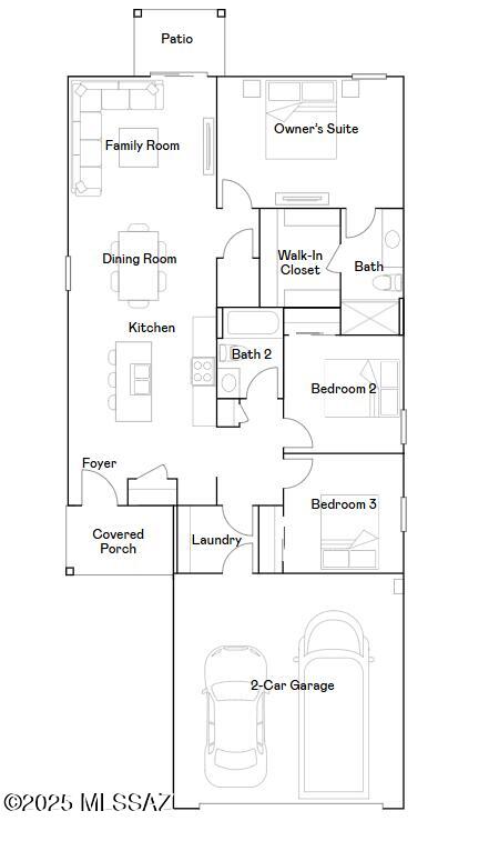 This spacious single-level home offers plenty of room to live and grow. A flexible open-concept floorplan combines the kitchen, living and dining areas, with a nearby patio offering seamless outdoor entertainment and recreation. Three bedrooms are tucked away to the side of the home, including the owner's suite in a private rear corner, complete with an en-suite bathroom and roomy walk-in closet. This home comes with Quartz Countertops, Rinnai Tankless Water Heaters, Smart Thermostats, Post-Tension Foundation, Radiant barrier roof decking, 2'' Faux Wood Blinds and more! As an added bonus, this home comes complete with a washer and dryer!