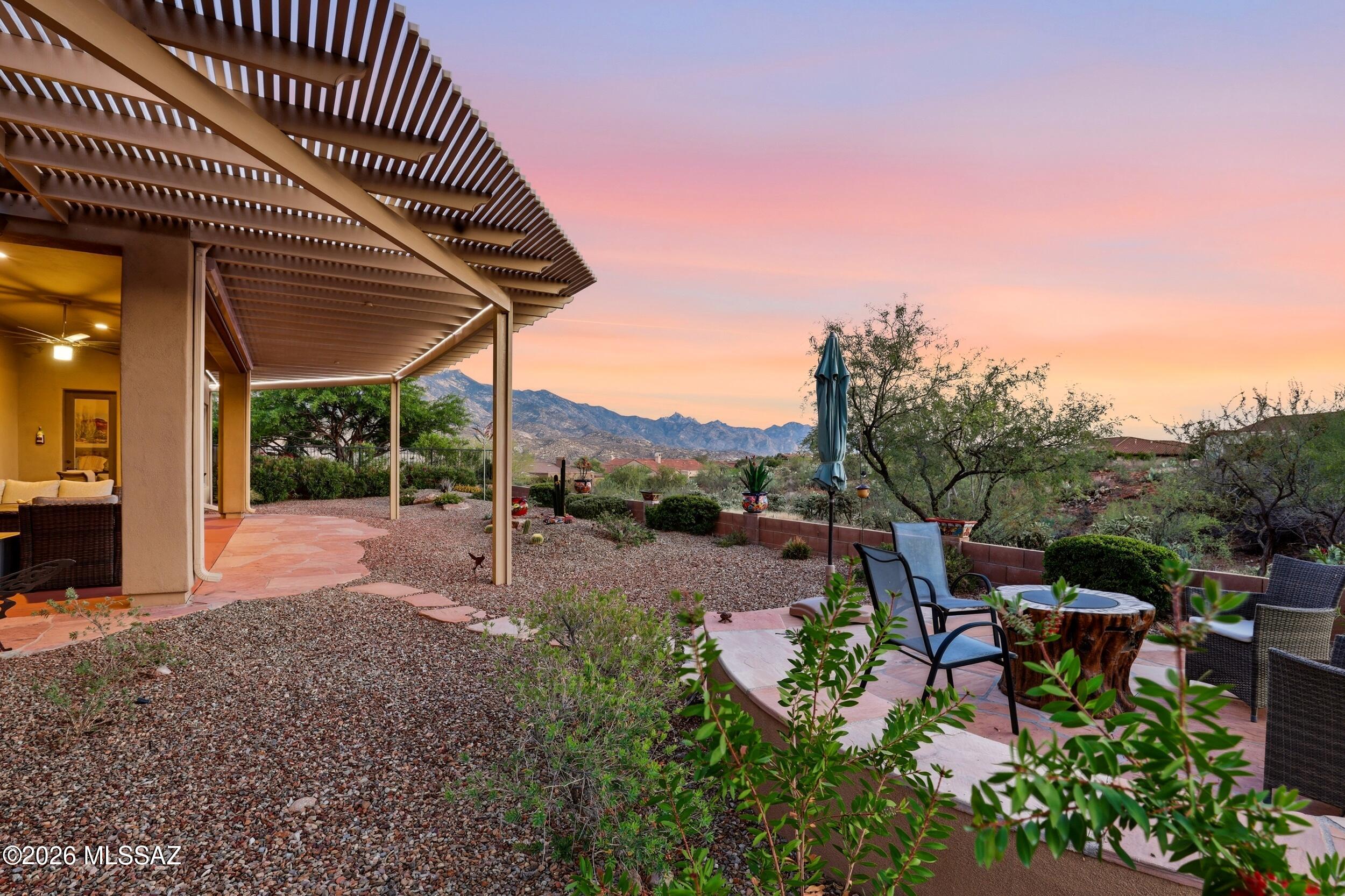 Located in SaddleBrooke Preserve, this updated Sabino model sits on a secluded lot with Catalina Mountain views and a split-bedroom floorplan, each bedroom with an ensuite for added privacy. The open-concept layout includes a spacious den, updated powder room, and a great room designed for comfortable everyday living and entertaining. Major updates include a new roof, gutters, and two Lennox HVAC units installed in 2024.

The remodeled kitchen features refaced and rebuilt cabinetry, Cambria quartz countertops, stainless steel appliances, a large island, and generous dining space. A well-positioned laundry room offers extra storage just off the 3-car garage.

Outdoor living includes a front courtyard, covered extended back patio. Low-maintenance landscaping and mature shade trees create peaceful outdoor setting. The side yard offers additional potential for a pool or casita. 

Saddlebrooke is a premier active adult community with resort-style amenities including golf courses, pools, fitness centers, tennis and pickleball courts, clubhouses, dining, and a wide range of social activities.