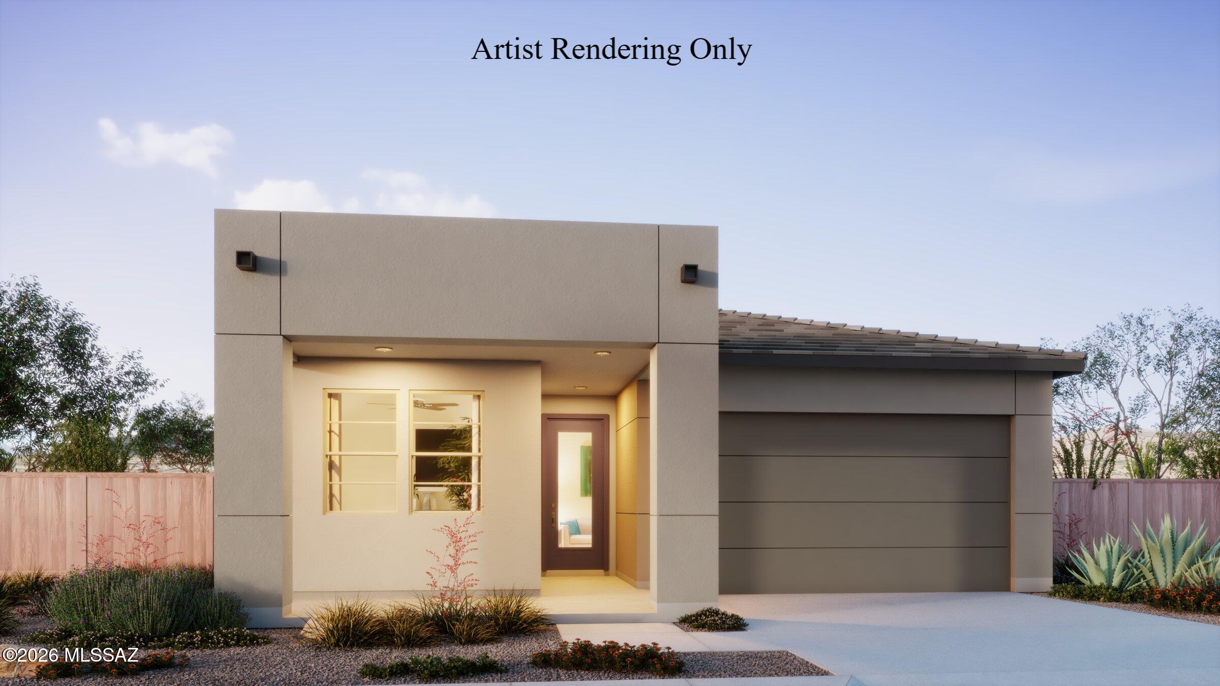 Charming Copper plan with Desert Modern elevation. Thoughtfully designed open greatroom layout with spacious dining area & kitchen. 3 bedrooms and 2 full baths. Enclosed Den for privacy or study time. Owner's suite is a true retreat with generously sized walk-in closet, walk-in shower, vanity with twin sinks and view to backyard. The modern kitchen is equipped with a gas range, Whirlpool refrigerator, center island and a walk-in pantry for all your culinary needs. Laundry room is complete with Washer/Dryer. Includes faux wood blinds.