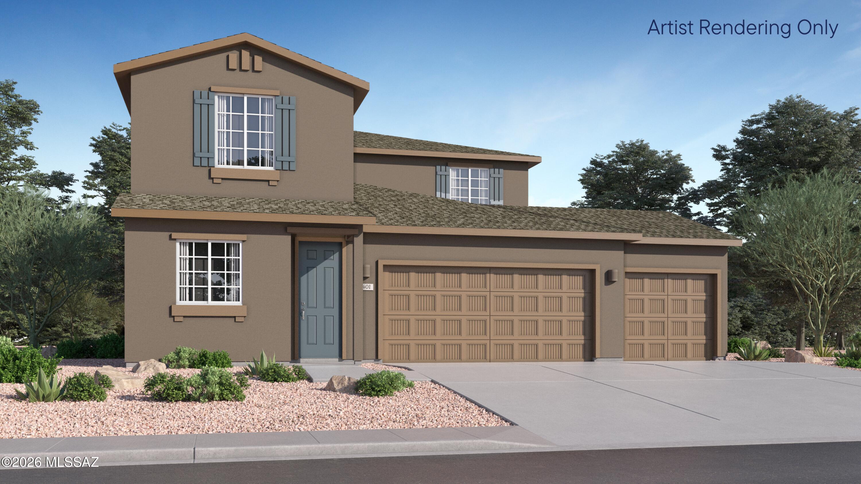 This new two-story Next Gen® home features a private suite with a separate entrance, living area, kitchenette, bedroom, bathroom and laundry, perfect for multigenerational households. The main home is host to an inviting open-concept floorplan that blends a modern kitchen, elegant dining room and comfortable family room. A versatile flex space is tucked away upon entry, ready to be used as an office or studio. On the second level, a flexible loft provides additional space for entertaining and recreation steps from three additional bedrooms and a luxe owner's suite, complete with an en-suite bathroom. This home includes GE® stainless steel appliances, Rinnai Tankless Water Heater, Granite Countertops, Taexx® built-in pest control system, 2'' faux wood blinds, LED lighting and so much mor