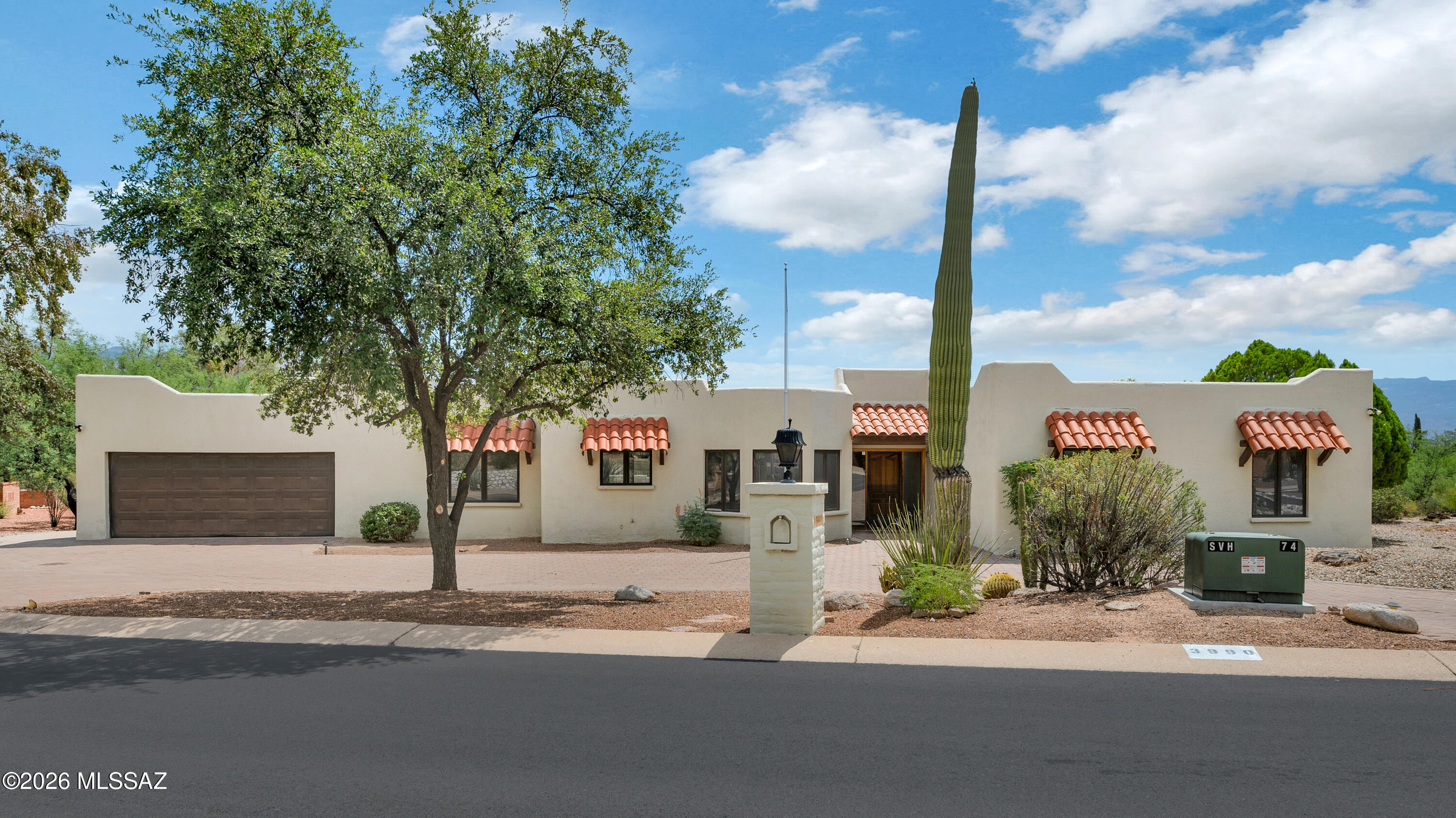 Exceptional location & breathtaking views with no rear neighbors! Nestled in desirable Sabino Hills, this home showcases sweeping Catalina & Rincon Mtn vistas. Thoughtfully designed floor plan features spacious family rm adjacent to the kitchen, sunny breakfast nook, formal living & dining rooms- ideal for both everyday living & entertaining. Expansive kitchen offers abundant cabinetry, full-size pantry & conv bar area. Primary suite provides a relaxing retreat w/a sunken soaking tub, sep shower, dual vanities & 2 generous walk-in closets. Add'l bedrooms share a split bath layout offering added convenience. Step outside to enjoy the ext'd patio, sparkling pool/spa & beautifully tiered backyard w/turf & multiple entertaining areas--all perfectly positioned to take in the spectacular views! Add'l highlights include concrete flooring, central vacuum, decorative niches & skylights that fill the home w/natural light throughout. Beautiful neighborhood is great for walking & close to nature trails, hiking, shopping & more!