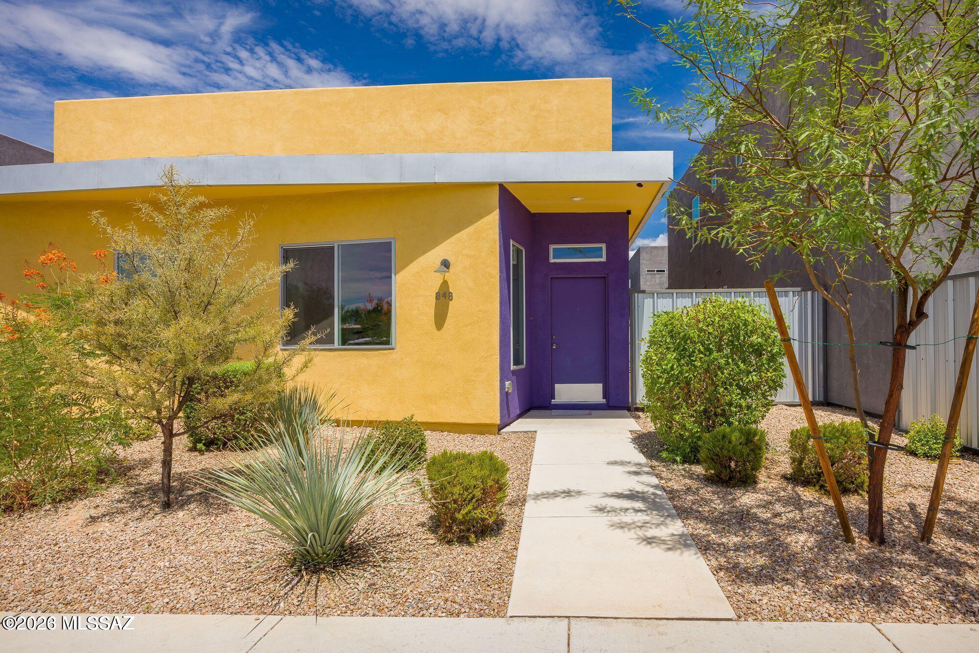 Unique and stunning, this home offers 2 primary suites and 3 bathrooms, spacious kitchen area with lots counter and cabinets, quartz counters and tile backsplash, stainless steel appliances, energy efficient and smart home. Primary suites offer ceiling fans and each have their own primary bathroom. There is a loft area perfect for a home office. All appliances included. Located close to many amenities, restaurants, shopping, Banner Medical Center, and the University of Arizona.