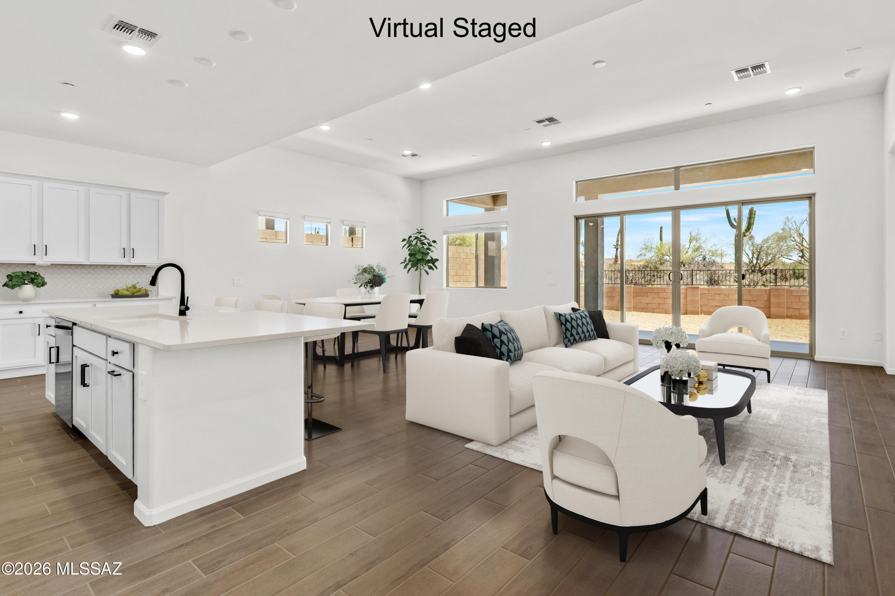 Oxford plan/Desert Modern elevation. This thoughtfully designed layout includes an open greatroom area with spacious kitchen & dining area. Convenient Stop-n-Drop area just in from the 4-car tandem garage for organization & a place to charge your devices. The Owner's suite is a retreat with a huge walk-in closet, a beautifully tiled walk-in shower, and dual vanities & linen closet. The modern Gourmet kitchen is equipped with a gas cooktop, refrigerator, center island and a walk-in corner pantry for all your culinary needs. Enclosed study provides extra room for studying, hobbies and more. Laundry room is complete with Washer/Dryer. Includes 2'' faux wood blinds.