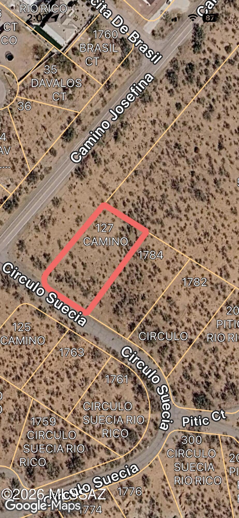 Flat residential lot along Camino Josefina.  All paved access, Electric and water along Camino Josefina.