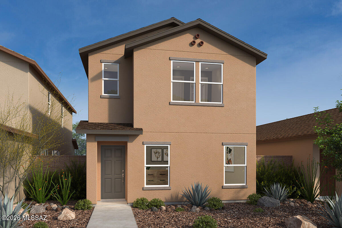 Located in a new community by Tumamoc Hill, this two-story, 3 bed, 2.5 bath home features a covered side yard patio and ceramic tile flooring with the option to upgrade. Overlooking the great room, the modern kitchen showcases granite countertops, cabinets in choice of two colors, an island, pantry, and Whirlpool® stainless steel appliances. Upstairs, the primary suite boasts a large walk-in closet and connected bath with a dual-sink vanity and walk-in shower. This is a floor plan listing. Home is to be built and buyer may choose features and homesites that are not included in this base price. Call today for more information. Base price range does not include lot premiums and/or additional upgrades other than included features. Property taxes are not available to date.