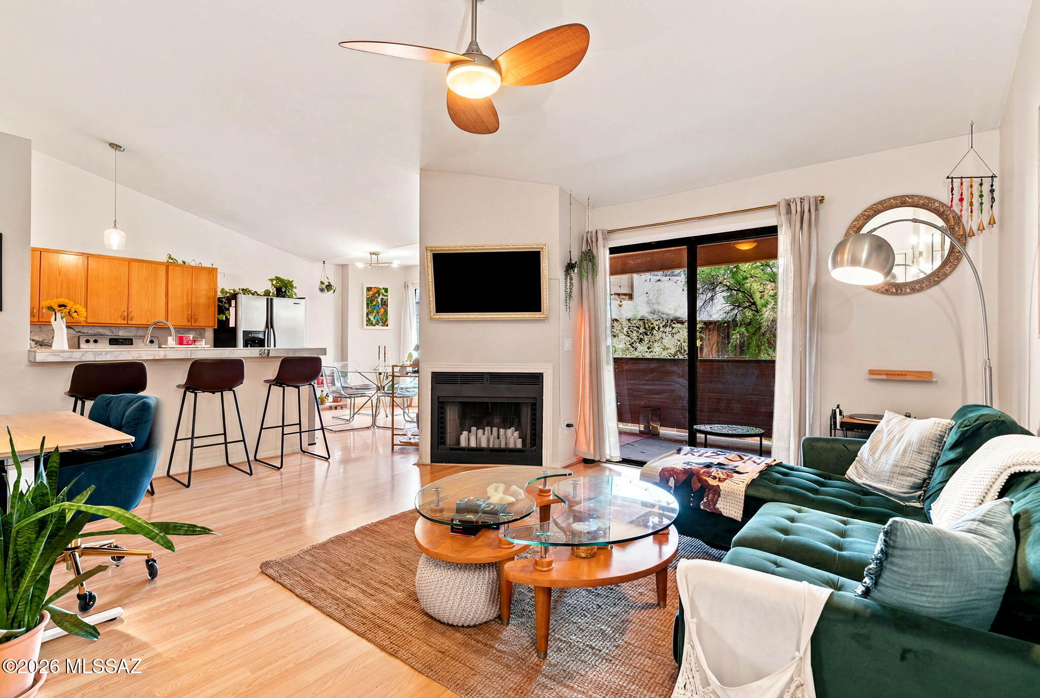 Comfortable, updated, and easy to maintain, this second-floor condo feels bright, welcoming, and ready to enjoy.

Offering 2 bedrooms and 1.25 baths, the kitchen and bathroom have both been beautifully updated with timeless finishes that give the home a fresh, cohesive feel. The primary bedroom includes its own private vanity and sink, adding a little extra convenience to your daily routine. Additional improvements include newer carpet in the bedrooms, updated lighting fixtures, newer interior paint, and a new HVAC condenser installed in July 2024.

Just off the living room, the covered balcony overlooks mature trees, creating a great space to enjoy your morning coffee or relax at the end of the day. Residents also enjoy a community pool, assigned covered parking, and a convenient location with easy access to I-19, shopping, dining, and everyday amenities.
