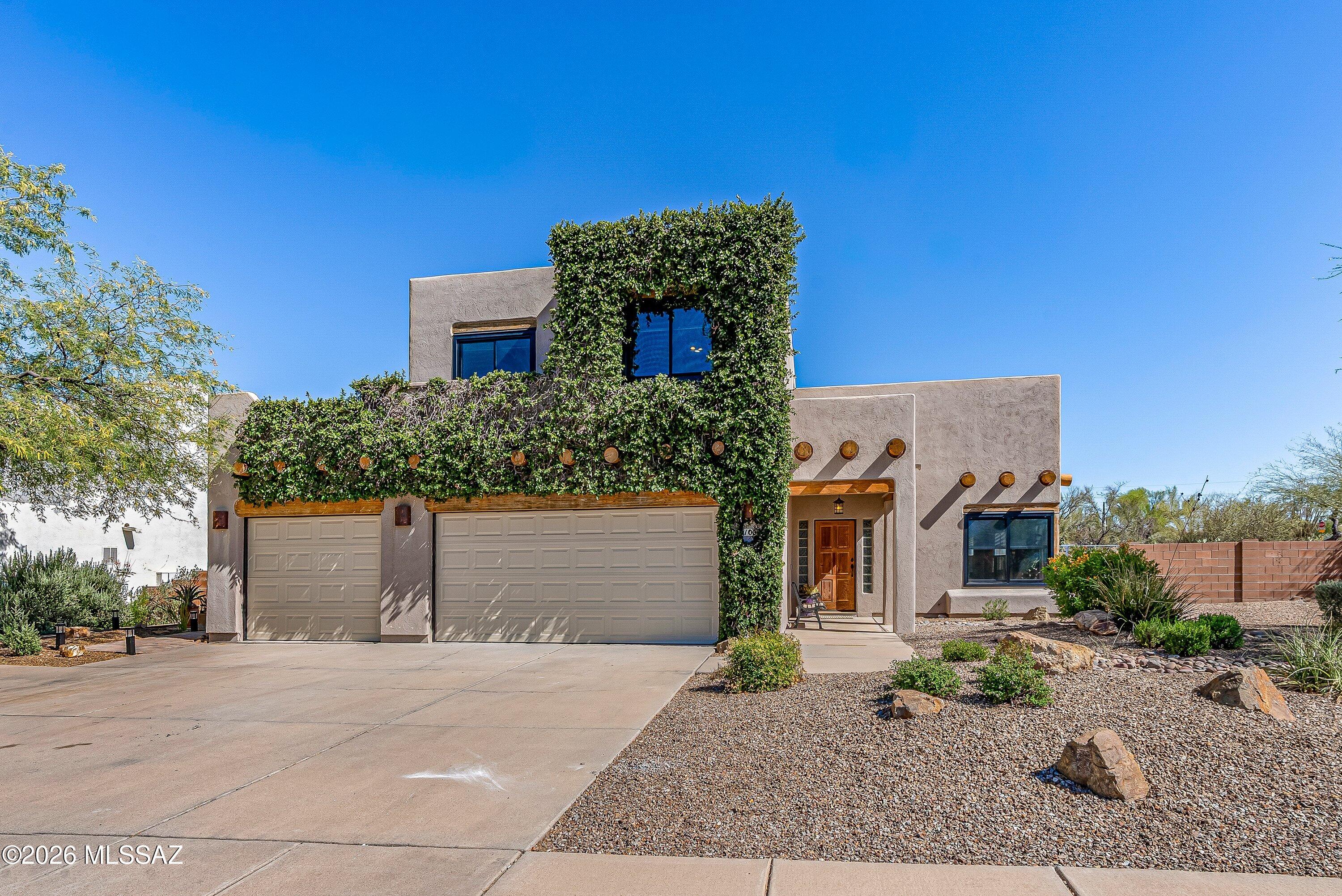 Welcome to an exceptional residence in the Silverado Hills community--offered for sale for the first time since it was built. Lovingly updated by its original owner, this remarkable four-bedroom, three-bath home embodies timeless quality, thoughtful updates, and the very best of Tucson living.
Beautiful real oak hardwood flooring extends throughout most of the home, creating warmth and elegance, while three comfortably carpeted bedrooms provide peaceful retreats. Two of the home's three full bathrooms have been completely remodeled with tasteful,  finishes that blend seamlessly with the home's classic design. Extensive improvements include an updated kitchen, and Andersen windows and doors throughout, enhancing natural light, comfort, and energy efficiency. 
A leased solar system further contributes to economical living without sacrificing luxury. Designed to embrace Arizona's spectacular outdoor lifestyle, the backyard is an entertainer's dream. A sparkling pool and spa are complemented by mountain views and the rare advantage of having no homes directly behind the property, creating an atmosphere of tranquility and privacy. The primary suite is elevated by its own private sitting deck--an ideal setting for morning coffee ora  sunsets. A second private deck off one of the secondary bedrooms offers another intimate outdoor retreat with picturesque view. Perfectly situated within the highly desirable Silverado Hills community, this exceptional residence offers convenient access to shopping, dining, parks, hiking trails, and everyday amenities while maintaining a peaceful residential setting.
This is more than a home--it is a rare opportunity to own a well-loved property that has never before been available. A legacy of ownership, love, and exceptional desert living awaits.