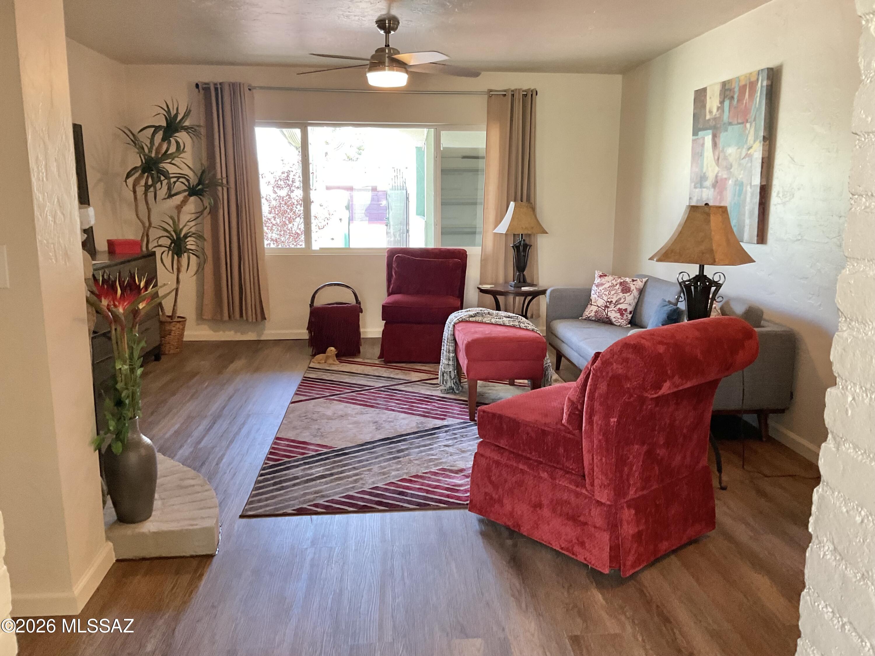 Tastefully restored 2-bed 2-bath detached condo/patio home located in the historic Menlo Park Parade of Homes subdivision in West Tucson. Updates include painting in- and outside, new kitchen, new LVP floor covering throughout, updated electrical, plumbing & landscaping. Near healthcare, shopping, UofA, public transportation, hospital & restaurants.  Quick & easy access to I-10. This beauty offers a bit of Southwest charm with modern amenities plus extended year-round living in the partially covered outdoor courtyard.