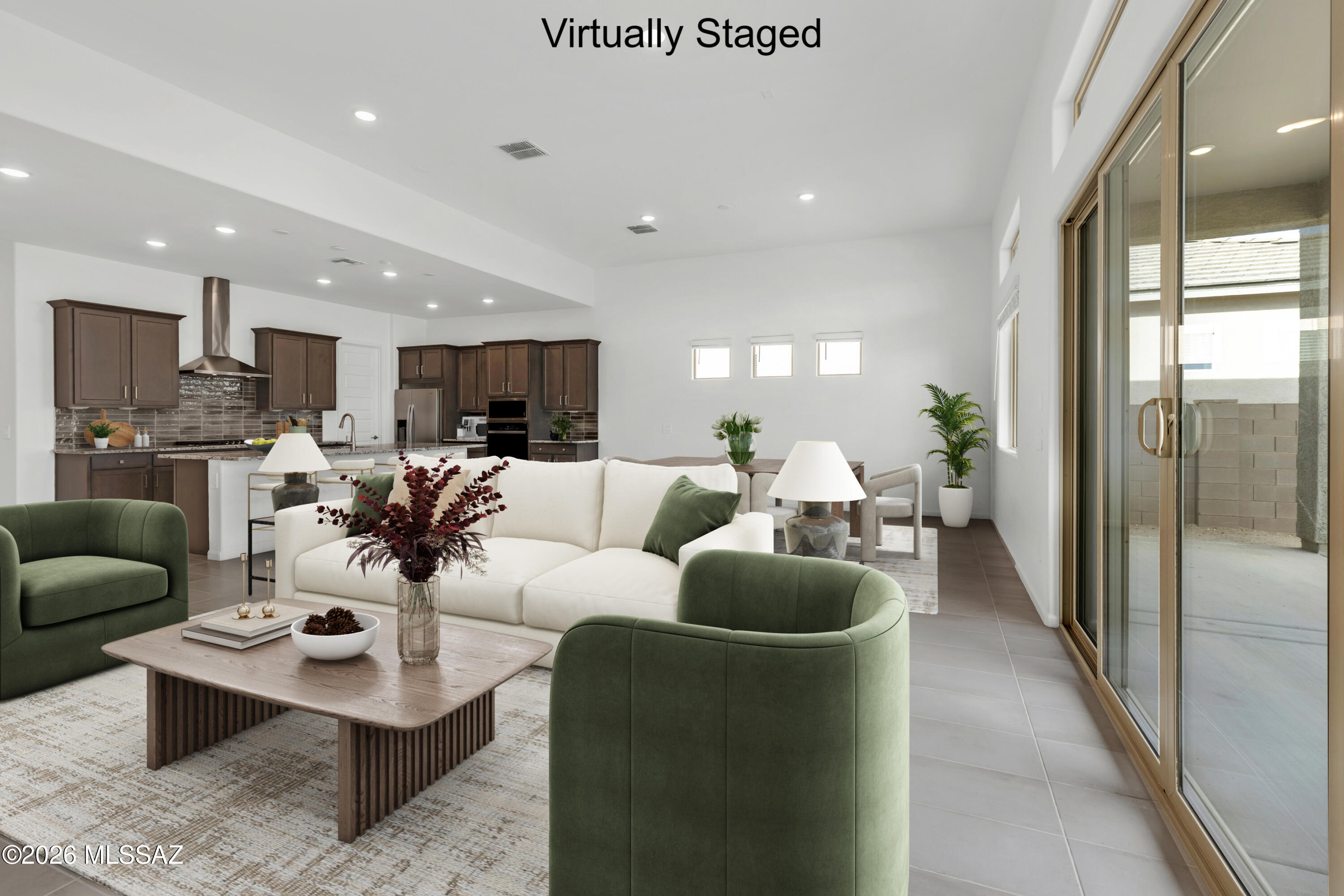 Beautiful Flint plan with Ranch elevation, offers spacious elegance in an open Greatroom concept. Covered back patio, seamlessly blends indoor & outdoor living. Kitchen is a chef's delight, featuring granite counters, Whirlpool range & refrigerator, center island & walk-in pantry. 3-car tandem garage provides ample space for vehicles & storage. The Owner's suite exudes luxury with generous walk-in closet, walk-in shower, & extended vanity with dual sinks. Welcome home to comfort & contemporary living. Includes: Refrigerator, Washer/Dryer & faux wood blinds. Est completion April '26.