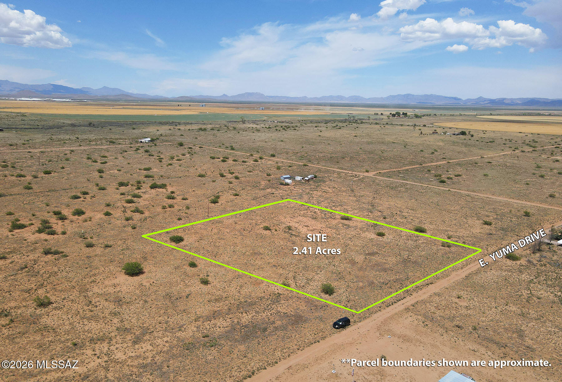 A new septic system was installed in 2025, making this flat 2.41-acre parcel in Sunizona a build-ready site for your new home. Fast forward your project on these two combined parcels with power to the lot line. Just add water, either by drilling well, hauling/delivery, and/or employing a water catchment system. Easy access from Yuma Drive, just minutes from paved Highway 181. Zoning is R-36, allowing for mobile, manufactured, or site-built dwellings. Panoramic views of the Dragoons, Chiricahuas and surrounding mountain ranges frame the property from every direction. A quiet, rural Cochise County setting to plant your flag and carve out your new country stead.
