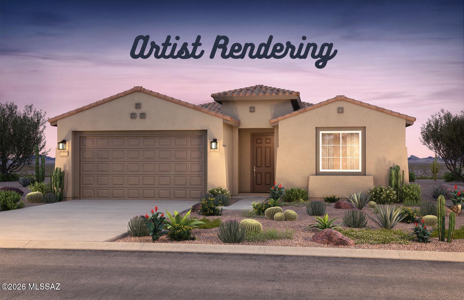 Available Fall 2026, this open-concept Hideaway floor plan features 2 bedrooms, 2 bathrooms, and a 2-car garage with a 4' extension. Designed for comfort and style, the home offers 9' ceilings, a walk-in pantry, and a tankless water heater. Gas connections are included in the kitchen, laundry, and backyard. The owner's suite showcases a beautifully framed walk-in shower. The kitchen is highlighted by upgraded Truffle cabinetry, Atacama granite countertops (also in both baths), stainless steel appliances, and a gourmet culinary layout with pre-wiring for ceiling fans and pendant lighting. Thoughtfully selected design finishes complete the home. Clubhouse now open.