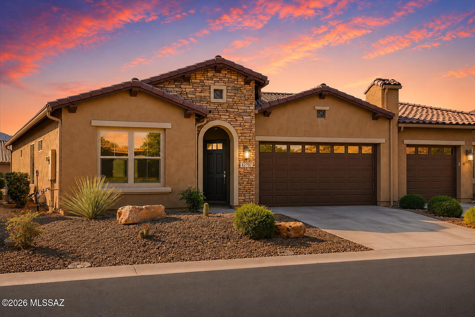 Enjoy the best of SaddleBrooke in one of the community's newer homes. Built in 2019, this move in ready 2-bedroom + den home offers the low-maintenance, lock and leave lifestyle, so you can spend less time on home projects and more time enjoying golf, pickleball, fitness centers, dining, clubs, and year-round activities. Inside, the bright open floor plan features a spacious kitchen with quartz countertops, stainless steel appliances, gas range, and large pantry. The private den is perfect for a home office or hobbies, while the primary suite offers an oversized walk-in shower. Additional upgrades include a water softener and epoxy coated garage floor.