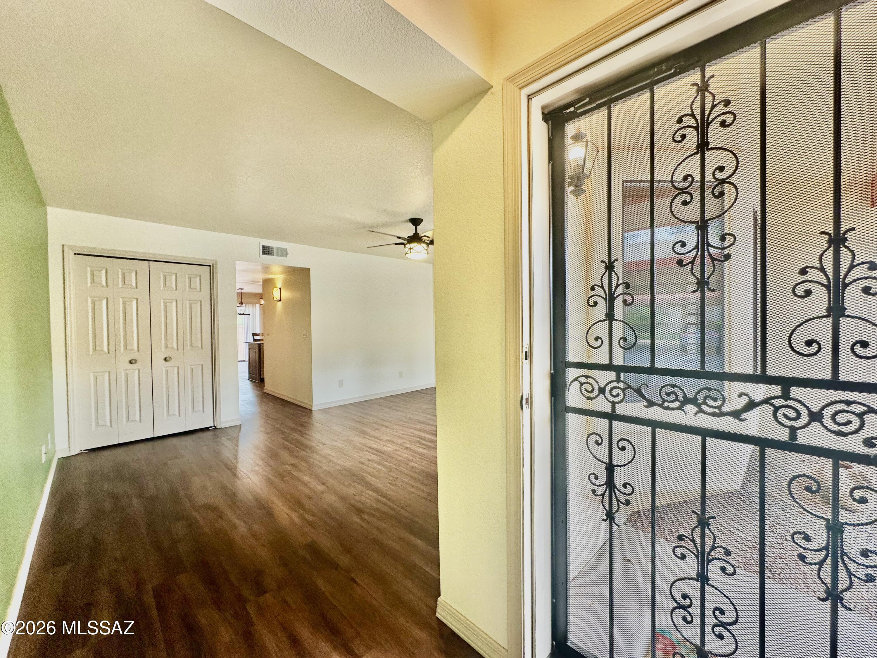 Absolutely gorgeous condo on the Eastside, near Speedway/houghton is ready for move in now! This 2bed/2.5 bath townhome has it all with a tasteful custom kitchen with breakfast bar and plenty of counter and cabinet space. Living room with cozy bay window perfect for relaxing with a book. Both ensuite bedrooms are upstairs, and spacious! NO CARPET throughout. A/C. W/D included as convenience. Private backyard with covered patio, and extra storage shed. 2 covered parking spaces directly in front of unit. Heated community pool, spa and kiddie pool. One pet 20lbs or less allowed.