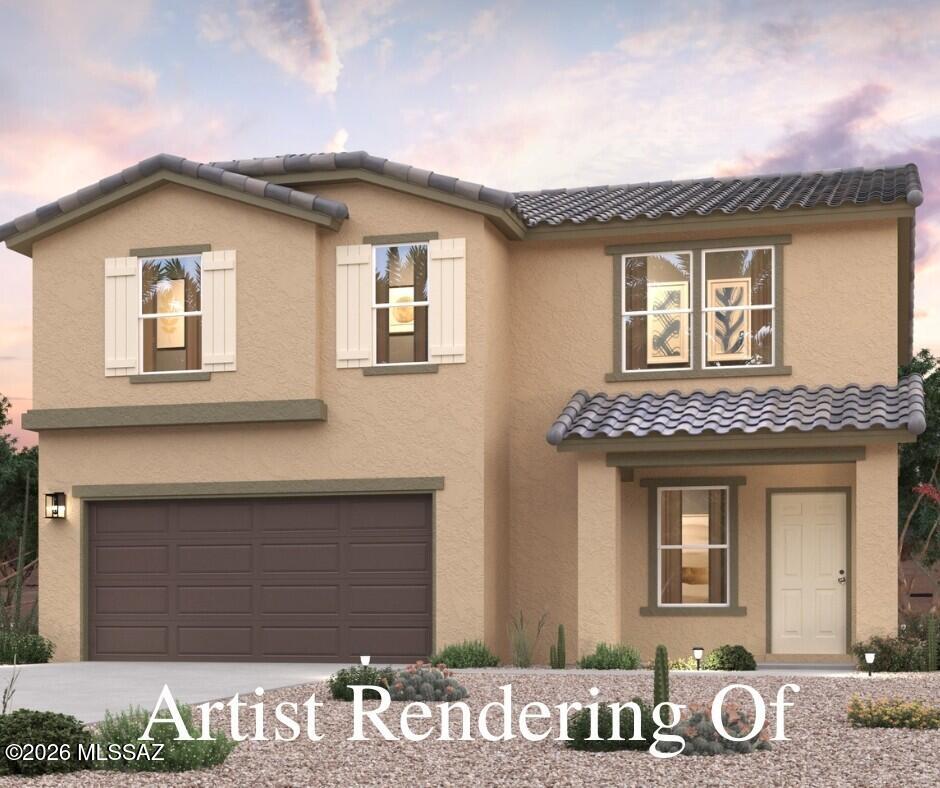 Discover Your Dream Home in Entrada Del Toro! Introducing the Troon Plan! This two-story home offers a blend of functionality and style. The main level features a spacious great room, kitchen with granite counters, stainless steel appliances, along with an elegant dining area ideal for entertaining. A versatile flex space can be adapted to suit your needs, while the 2-bay garage provides ample storage. Upstairs, the primary suite is a serene retreat, complete with a walk-in closet and an ensuite bathroom featuring a double vanity. Three additional bedrooms offer generous space, with one including a walk-in closet. The upper level also includes a second bathroom, a welcoming foyer, and a large laundry room for added convenience. Step outside to the covered patio, perfect for relaxation.