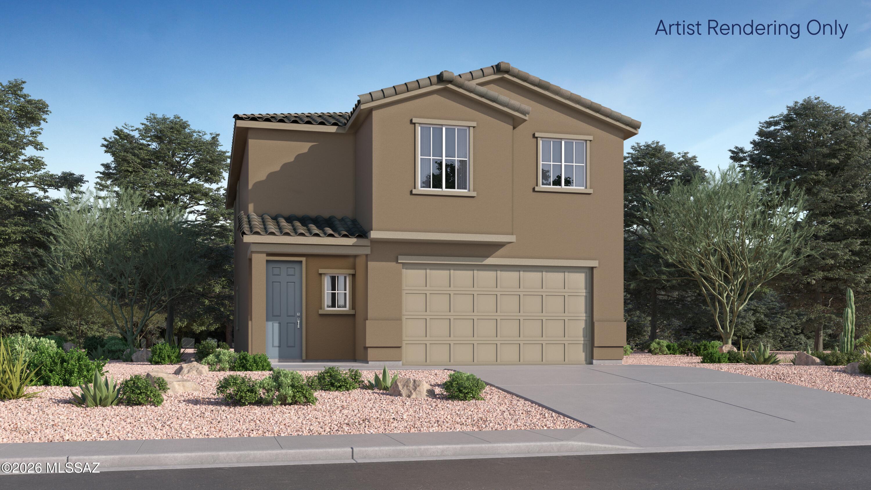 This new two-story home is ready for modern lifestyles. On the first floor, an inviting open-concept layout blends the kitchen, living and dining areas, with a secluded bedroom tucked into a private rear corner. On the second level, a versatile loft provides a convenient shared living area easily accessible from four additional bedrooms and a luxurious owner's suite, complete with a full bathroom and walk-in closet. Our homes come with Quartz Countertops, the Rinnai Tankless Water Heaters, Smart Thermostats, Post-Tension Foundation, Radiant barrier roof decking, 2'' Faux Wood Blinds and more! As an added bonus, this home includes a washer and dryer--