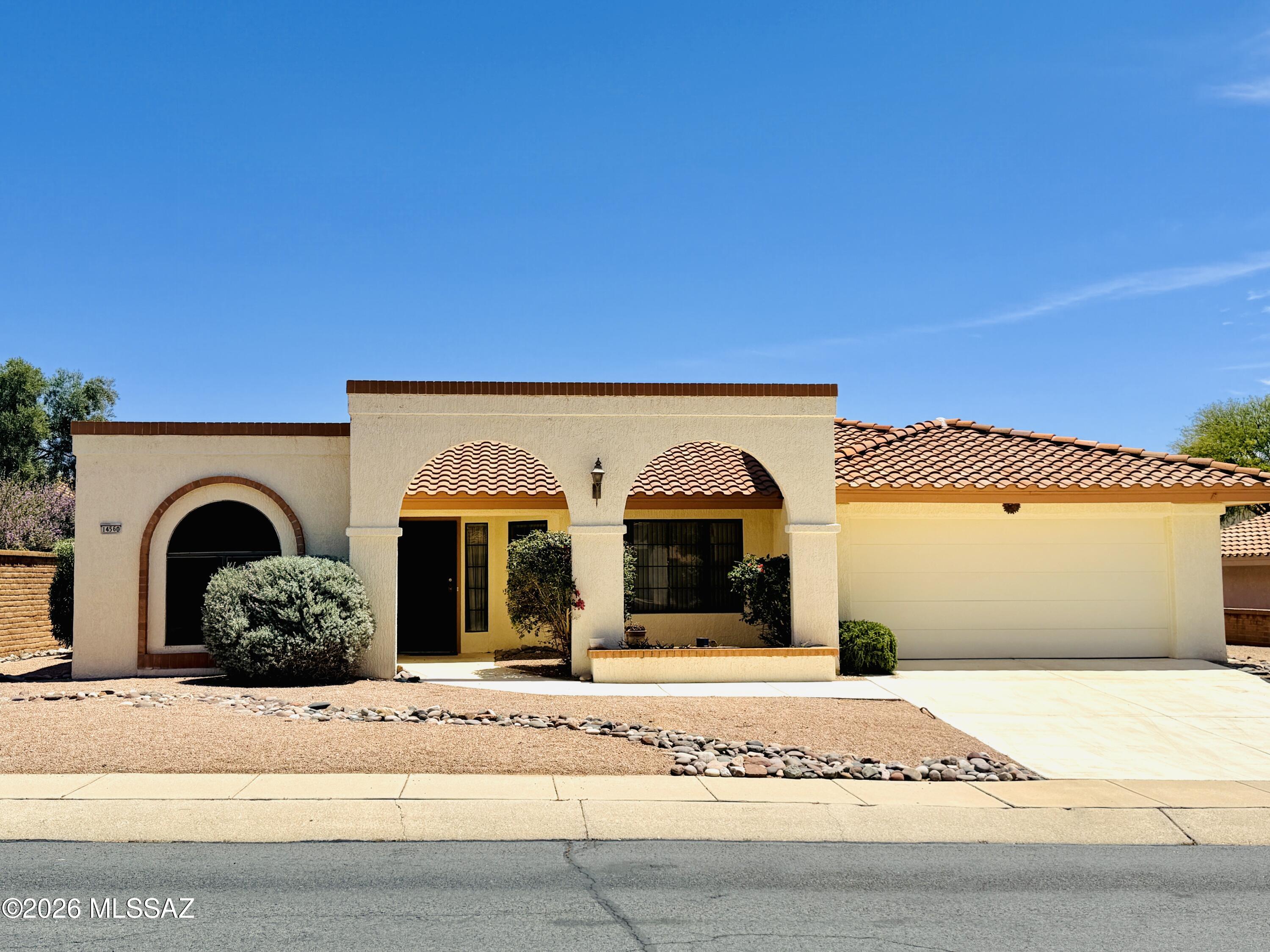 Spectacular Mountain Views in the Heart of Sun City Vistoso where 55+ can experience peace and carefree living!  This 2bd/2ba is 1904 sq/ft, which has more room than most neighboring models.  A bonus room for an office, hobby room, etc.. Built in BBQ in the back yard with pavers galore.   New Roof as of November 2024 and, Full Interior Paint.   Take a look at Sun City's website to see what this desirable neighborhood has to offer.   suncityorovalley.com