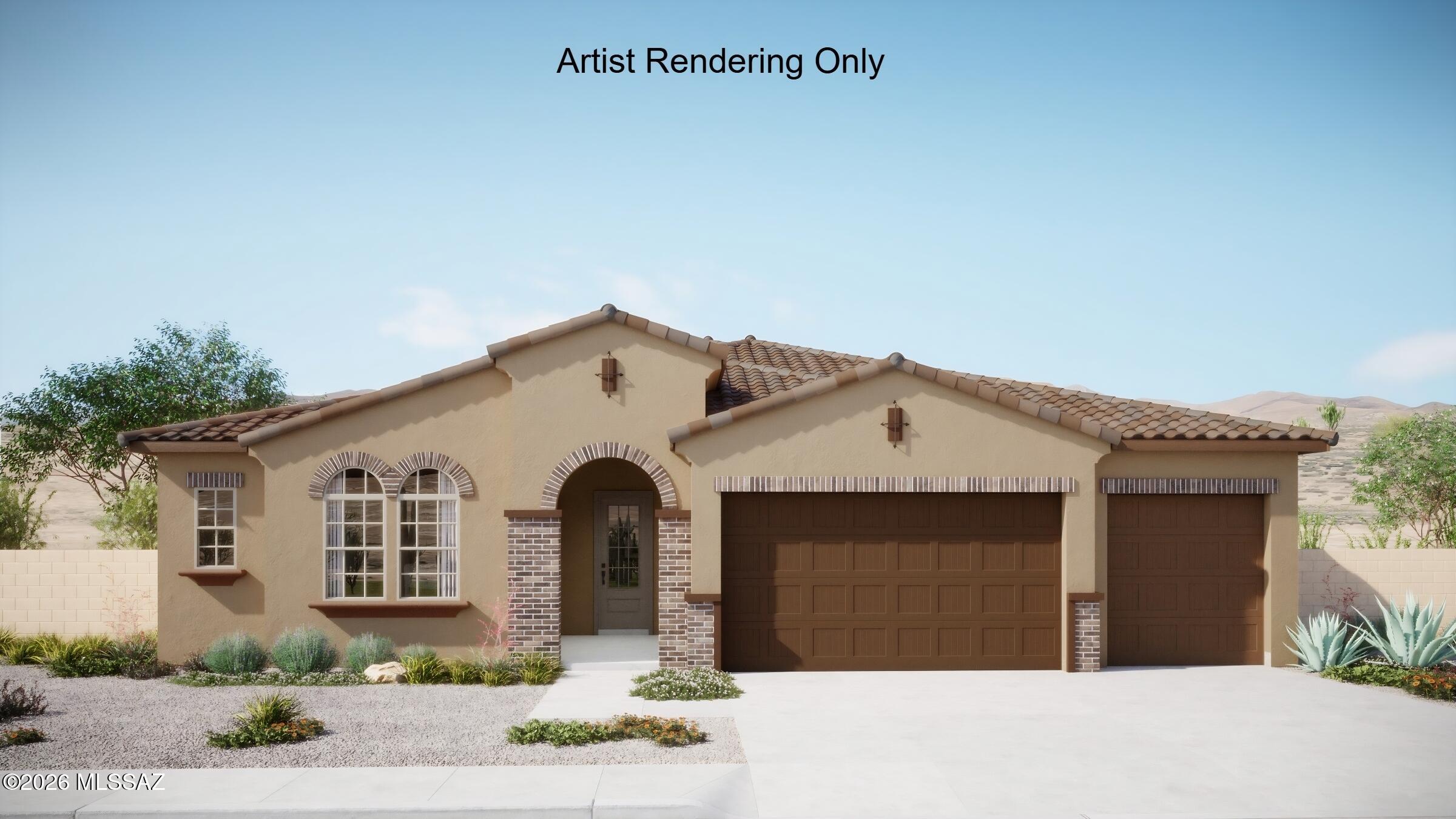 Charming Hunter plan with Rustic Spanish elevation features open Greatroom layout with great room, dining area & kitchen. Also includes covered back patio with 16' centered sliding glass door to bring plenty of natural light. Gourmet kitchen boasts gas cooktop, tons of counter space, cushion-close drawers, beverage center, huge walk-in pantry. Owner's suite is a retreat with a generously sized walk-in closet, a beautifully tiled walk-in shower, vanity with twin sinks and linen closet. Enclosed study provides office, hobby or play space. Convenient Stop-n-Drop area add organization & a place to charge your devices. Includes: tankless water heater, extended covered back patio with gas BBQ stub-out, LED disk lights, granite counters thru out.