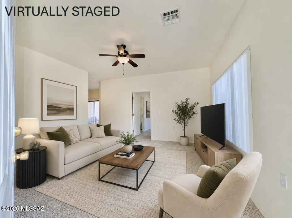 Want to live in Green Valley, and minutes away from Sahuarita, with NO Age restriction and for an affordable price? Look no further! This quiet corner lot townhome is perfect for you. Great starter home, or investment opportunity. Spacious living area and soft luxurious carpet through out ( Professionally cleaned!) Welcoming kitchen with a breakfast bar and dining area, plus pantry and plenty of cabinet space. Private patio to enjoy the summer nights, garden or relax with a cup of coffee. The bedrooms are spacious, too! You'll enjoy this perfectly maintained home with a newer roof, HVAC, Hot Water Heater, Washing Machine, Refrigerator and garbage disposal! All replaced within the last 4 years! Community amenities include a sparkling pool, trash service, and common area maintenance. Private one car garage included as well! GVR available, but not required. Stop looking and start living!