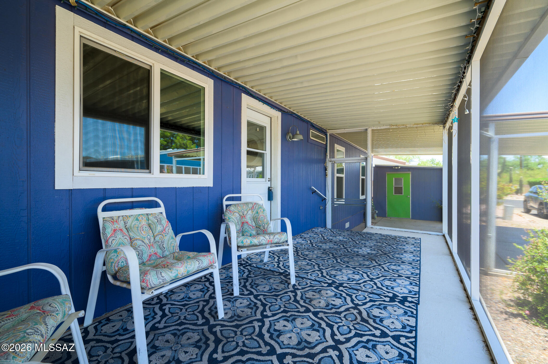 Great home on a corner lot in the 55+ Trails West community that offers 2 pools/spa and a great Rec Center. See docs tab for more info! This manufactured home has some important unique and desired properties: 2 car carport where most have only 1 extended; New roof as of 2025!; New screens on AZ room; New front porch as of 2025; Both bathrooms have been updated over the last two years; New Washer and Dryer; New Fridge; and 2 sheds on each side of the home! Butcher block island in kitchen with Corian counters and attractive backsplash. Windows were updated over the last couple of years as well.