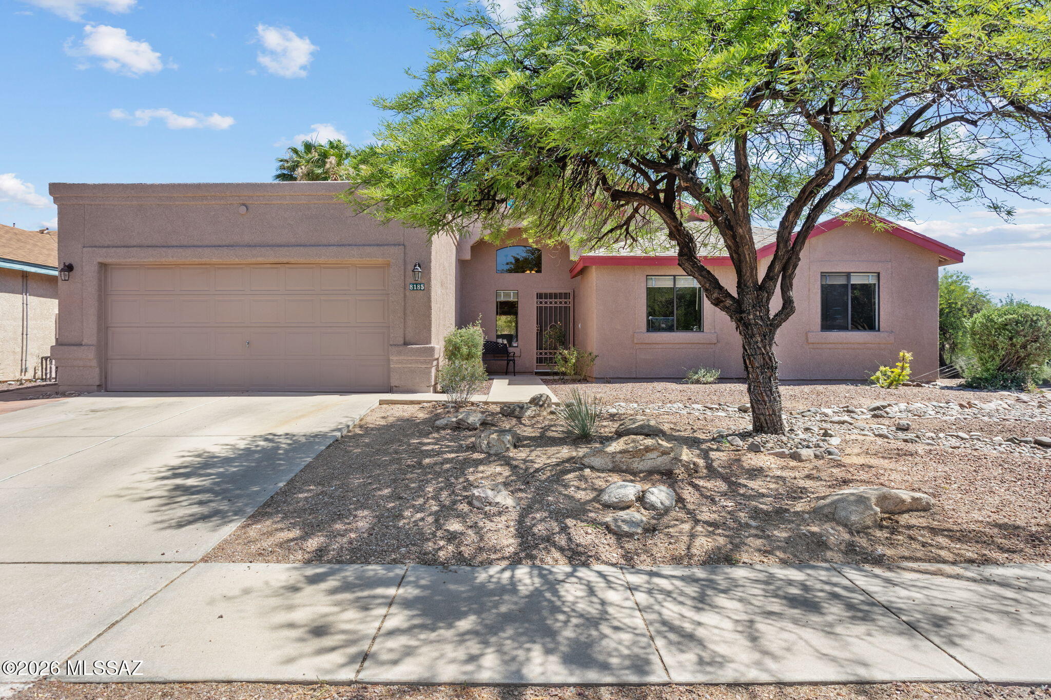 (Seller will accept or counter offers between $320,000 and $332,000.) Welcome to Mesquite Ridge: a stable, established neighborhood, tucked away yet close to amenities. This lovingly maintained 3-bed, 2-bath, 1,255 sq ft home with a 2-car garage sits on a .18-acre corner lot. You'll enjoy the large, beautifully landscaped, shady backyard and covered patio. Solar panels mean low energy costs. Recent updates include fresh paint, new smoke alarms, and waterproof vinyl plank flooring. The kitchen has a new Cafe' fridge, stove, faucet, and disposal. The garage and patio roofs were recoated in 2025. Annual HVAC service. No poly pipes. Washer and dryer stay. Walk to nearby Jesse Owens Park with a splash pad, pool, jungle gym, walking paths, ball fields, and tennis courts. Come take a look today!