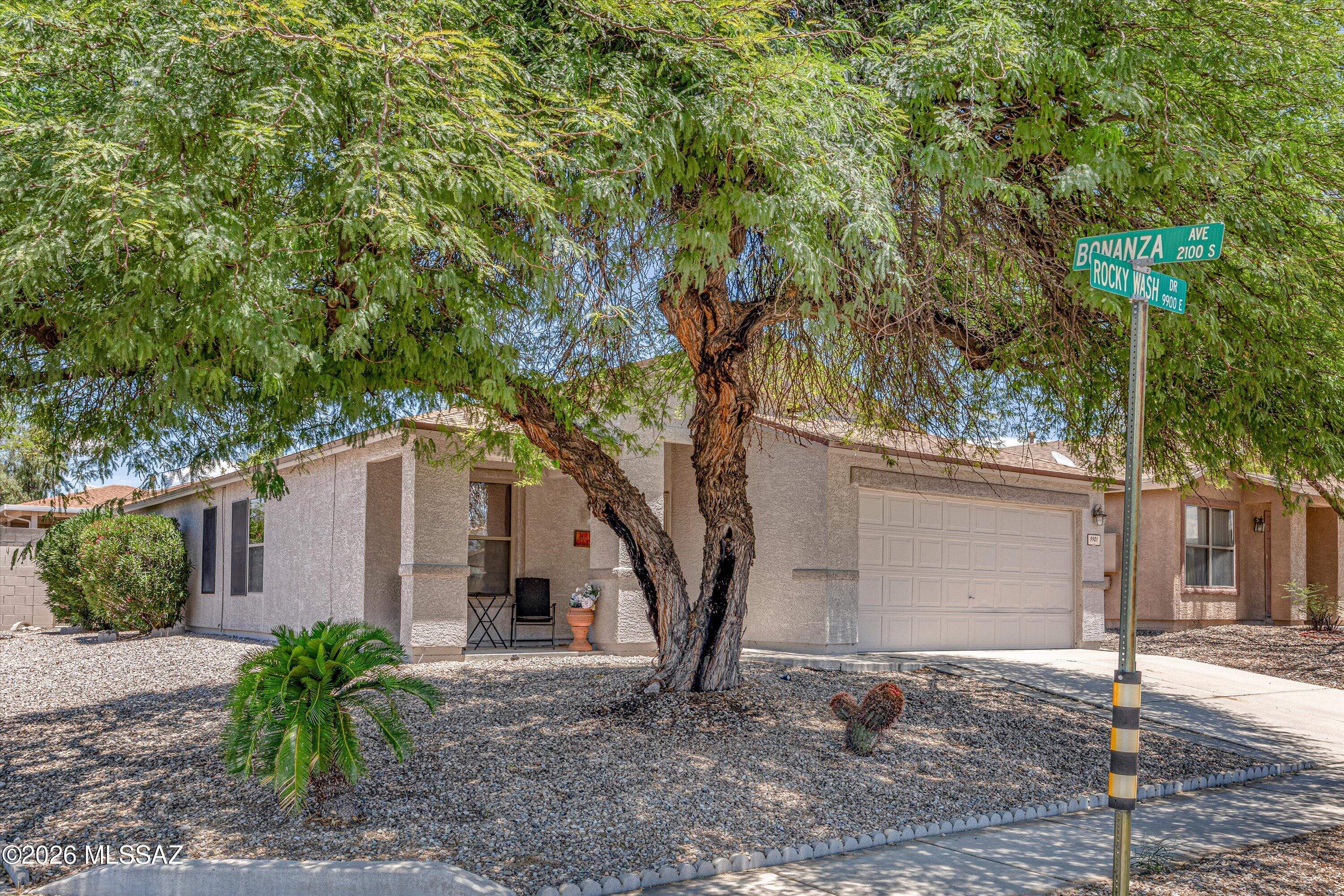 Welcome home to this well-maintained residence in East Tucson's desirable Arizona La Victoria community! This spacious 3-bedroom, 2-bath home offers 2,113 square feet of comfortable living space with an inviting floor plan designed for everyday living and entertaining. Enjoy a large family room, formal dining area, laundry room, and a versatile bonus living/media room. The chef's kitchen features abundant counter and cabinet space, stainless steel appliances, a breakfast bar, breakfast nook, and a walk-in pantry. The spacious primary suite includes a large walk-in closet and a wheelchair-accessible walk-in shower, providing both comfort and convenience. The former garage has been thoughtfully converted into additional heated and cooled living space and can easily be converted back into.... ..... a two-car garage if desired. Step outside to a beautifully landscaped backyard featuring an extended covered patio, paver seating area, fire pit, and a large storage shed--perfect for relaxing or entertaining year-round. Don't miss this incredible opportunity to own a move-in-ready home with flexible living space in a great East Tucson location. Schedule your private showing today!