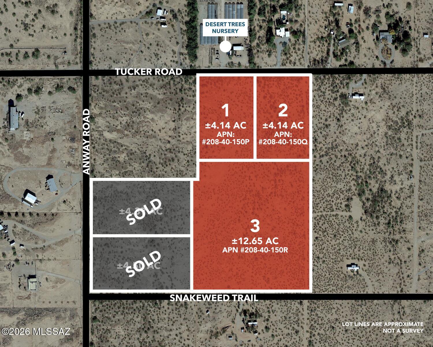Prime opportunity to own ±20 acres in the growing Avra Valley/Marana area, located near the intersection of Anway and Tucker. Seller will sell all or part. This flat, highly usable property features paved access near Anway Road with power at the property line, making it ideal for immediate development or long-term investment.  Surrounded by large land holdings owned by the city for water rights, the area is expected to maintain its wide-open space and rural character for years to come. The property offers beautiful desert scenery and is conveniently located near Ironwood Forest National Monument and Saguaro National Park. Some parcels are adjacent to a large, established nursery, adding a unique setting and potential agricultural appeal. Zoned RH (Rural Homestead) in Pima County, the property allows for a wide range of uses including single-family homes, duplexes, triplexes, manufactured homes, guest houses, agricultural uses such as nurseries, and the raising of livestock. It is also well-suited for horse properties, private or commercial stables, and rural lifestyle development. Utilities include power at Anway and Tucker, with water typically provided by well or nearby water companies in the area. Access is primarily paved via Anway Road, with additional access from dirt roads including Tucker and Snakeweed. The flat topography makes this parcel easy to build on and highly versatile for a variety of uses. Strategically positioned near the proposed Interstate 11 corridor and just minutes from new commercial growth, including a Dollar Tree approximately two miles north, this property offers strong long-term investment potential. Whether you are looking to build a custom home, establish a ranch or nursery, or secure land in the path of growth, this is a rare opportunity in a desirable location. Seller will consider selling all or part. Agent/Owner.