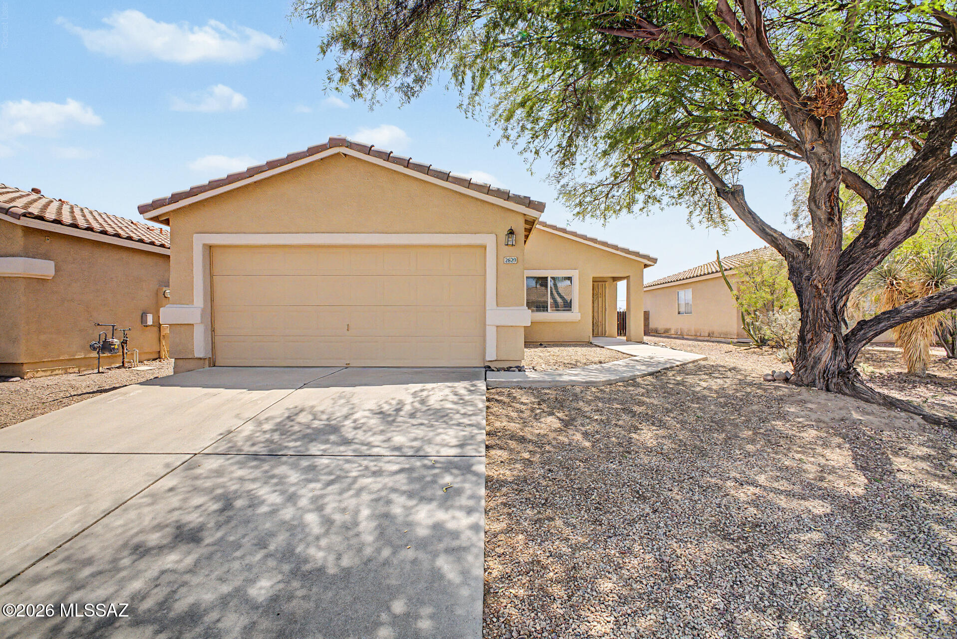 Single-level home w/Brand NEW roof & Mtn View! 3 beds, 2 baths, 2-car garage, & a low-care landscape. The inviting interior features abundant natural light, a neutral palette, freshly NEW painted inside & out, tile flooring in common areas, NEW carpet in bedrooms, NEW stove & Microwave, NEW blinds & vaulted ceilings that add to the airy feel. Semi-open layout. The kitchen boasts a pantry, wood cabinetry, & built-in appliances w/gas range. Also including sliding doors that open to the back. The primary bedrm has a walk-in closet & a private bathrm for added comfort. If you want to relax or enjoy BBQ, the perfectly sized backyard awaits you w/ a covered patio plus mountain views and no one behind offering privacy & views! Close to schools, shopping, dining options, and the I-10. Move-in now!