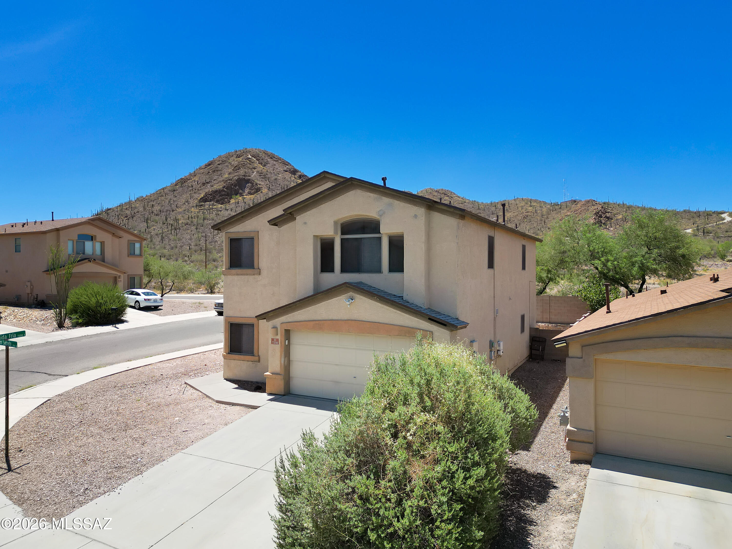 Located on Tucson's desirable Southwest side, this spacious 3br/3ba home with den/office is ready for its next owner! Situated on a corner lot on the edge of the Presidio Hills subdivision, you'll enjoy added privacy and convenient access to multiple nearby desert trails that lead to amazing mountain and city views. Buyers will appreciate many valuable upgrades, including an owned solar system for long-term energy savings, a two year old roof with a transferable warranty.  All appliances including washer and dryer convey and make this one truly move-in ready. So whether you're looking for outdoor adventure or a home with modern upgrades, this property checks all the boxes.