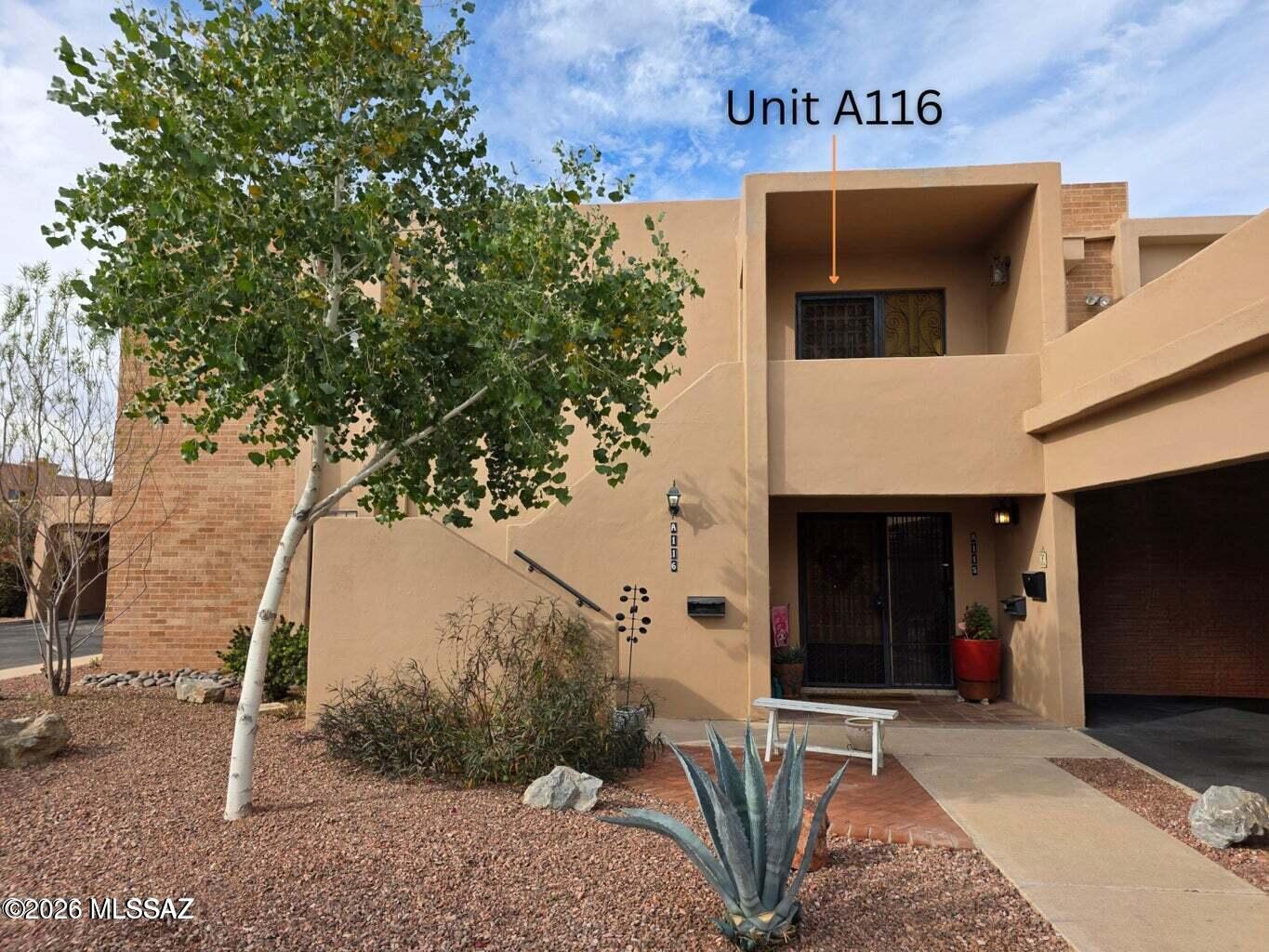 Great Opportunity, Ready to Move in! GOOD PRICE! Bright, spacious condo in a prime central Tucson location. Huge living area filled with natural light features a gas fireplace and sliders to a large private balcony. Every bedroom plus the dining room has its own balcony. Spacious kitchen with stainless steel appliances. Primary suite offers dual sinks and generous closet space. Back door and balcony overlooks the community pool w/ covered seating area. Includes 2 covered parking spaces and a private storage room. Close to shopping and dining & major cross streets.