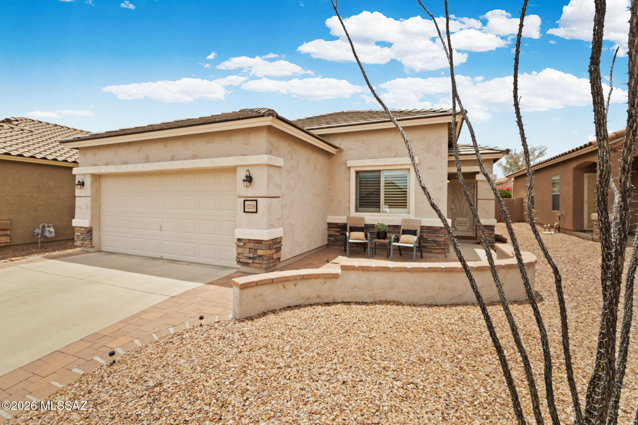 Move in ready and beautifully updated, this 2-bedroom, 2-bath home with a versatile den is located in the desirable gated 55+ active adult community of Rancho Resort in Sahuarita, AZ. Enjoy an updated kitchen, stylish wood ceramic flooring, a new HVAC system, and fresh exterior paint, offering peace of mind for years to come. The low maintenance landscaping and inviting front and rear patios provide the perfect spaces to relax or entertain. Whether you're looking for a full-time residence or a seasonal retreat, this home is ready for immediate enjoyment. Rancho Resort offers an exceptional lifestyle with heated pools, relaxing spas, a fitness center, pickleball, and more than 300 community events and activities each year, making it easy to stay active, social, and connected.
