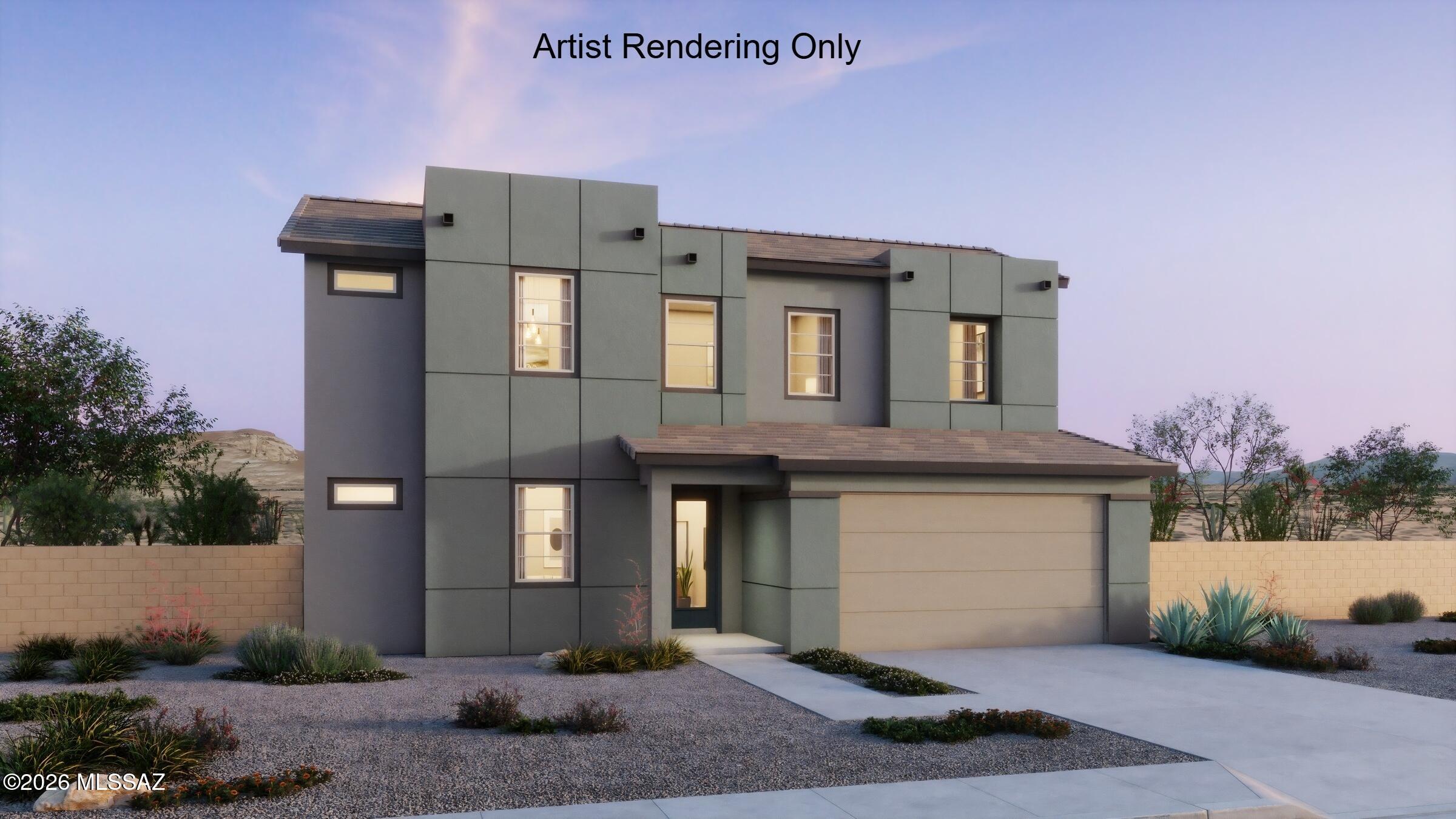 2-Story Slate plan with Desert Modern elevation. Welcome to your dream home featuring open Greatroom concept. Here the heart of your home seamlessly blends the living, dining, and kitchen areas. Owner's suite & Bedroom 5 with a bathroom and a separate Powder room are on the 1st floor. 2nd floor features versatile loft area, bedrooms 2 & 3 which share a Jack-n-Jill bathroom, bedroom 4 and an additional full bath. Laundry room includes Washer/Dryer. Kitchen boasts a gas cooktop, quartz countertops, spacious corner walk-in pantry & beautiful center island. Includes faux wood blinds.
