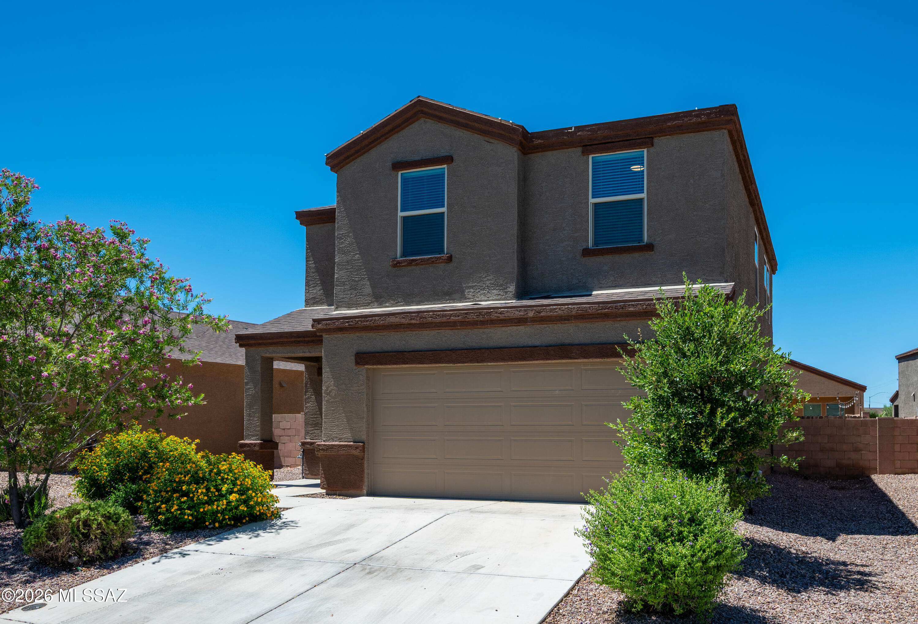 Spacious three bedroom and 2.5 bath rental home in Tres Pueblo's. Freshly painted interior and new carpet and all bedrooms. Tile and laminate flooring in high traffic areas. This open concept bottom floor is perfect for all your entertaining needs. Large backyard, fully landscaped with artificial turf, flower beds, and a huge sunshade. Application $50 per adult, rent $1900, deposit $1900, $400 non refundable cleaning, $150/pet non refundable on approved pet (1 small/medium dog, no cats)