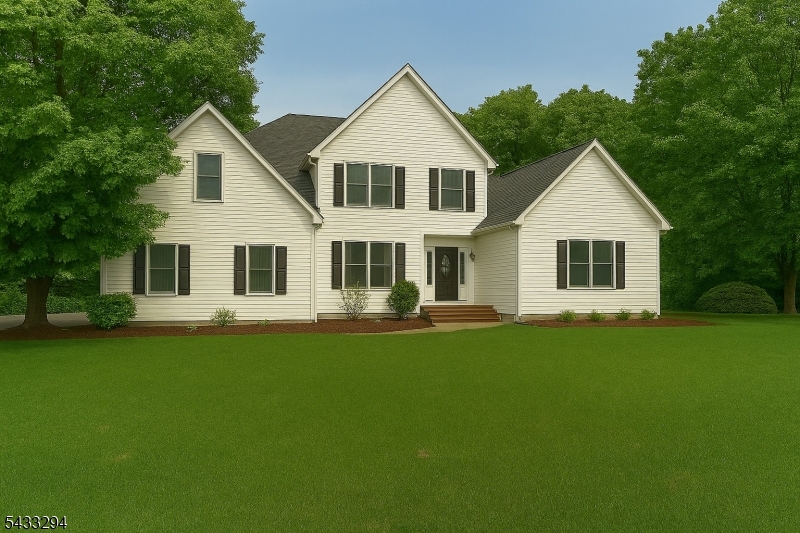 Welcome home! PRICED WELL BELOW RECENT APPRAISAL!  Stunning colonial w/over $200k in upgrades set on 2.5 + acres of park-like grounds sits back from the road for the ultimate in peaceful privacy.  Step inside to the dramatic 2-story Foyer and you are greeted by a convenient Home Office & a Formal Dining Room accented by elegant shadow boxing. Tailored for the host, the floor plan flows seamlessly into a sun-filled Family Room with 2-story woodburning fireplace and a spacious Kitchen featuring updated cabinetry, granite island, a walk-in pantry, and a charming breakfast area. Here on the main level,  you'll also find the convenient Primary Suite with 2 walk-in closets and a renovated Bath with radiant heat floors, oversized shower & dual vanity. The expansive 2nd floor features  a private Princess Suite and a secondary 2-bedroom suite, complemented by walk-in attic storage. (There are 7 possible bedrooms in this home! (4 BR septic.) The backyard is a true oasis of serenity, with its expansive deck overlooking the sapphire blue in-ground pool that is surrounded by an inviting patio. (Electric dog fence & $2500 umbrella incl!) High-efficiency upgrades provide long-term peace of mind, including Tesla solar panels (owned), a 2016 roof with lifetime shingles, a newer hot water heater & owned water softener.  Combining classic elegance with modern sustainability, this spacious home offers a wonderful retreat for everyone. Recording devices in home.
