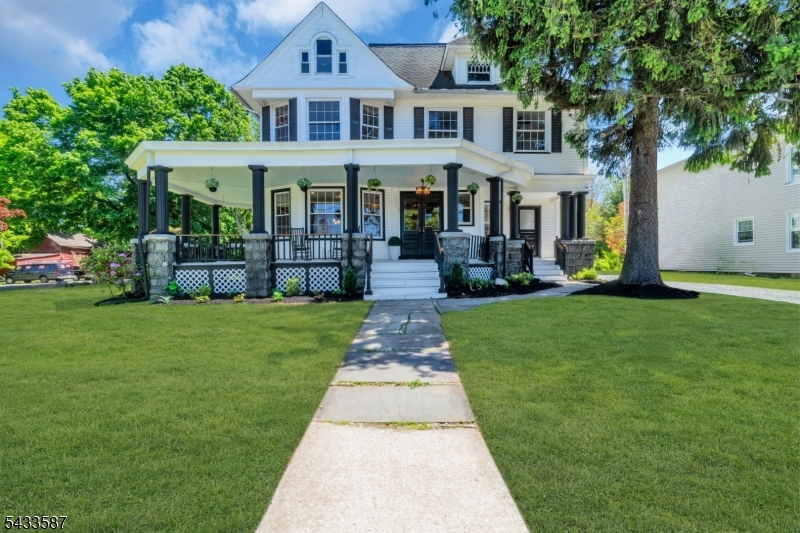 Beautifully restored and freshly painted circa-1900 home in the heart of Whitehouse Station blending timeless character with modern updates. Featuring a stunning wrap-around porch, restored original woodwork, refinished natural wood doors, updated kitchen cabinetry, stainless steel appliances, renovated bathrooms, recessed lighting, contemporary fixtures, and upgraded Leviton Guidelight outlets throughout.The spacious and flexible layout offers multiple bedrooms, dedicated office space, oversized laundry room, and bonus rooms ideal for a den, gym, playroom, or studio. The home can accommodate a variety of living arrangements, including extended household needs or flexible separate living areas.  A detached three-car garage with office space above adds even more versatility.Conveniently located within walking distance to downtown Whitehouse Station, local shops, restaurants, and the direct train line to NYC, making this home a true commuter's dream. Rarely does a restored home with this level of charm, space, and flexibility come to market.