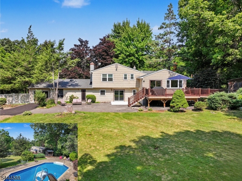 Resort-style living awaits in this beautifully updated 4-bedroom, 3 full bath, 1 half bath Split-Level home situated on a private 1-acre lot in one of Vernon's most desirable neighborhoods! Offering the perfect combination of comfort, flexibility, and outdoor entertaining, this move-in ready home features a SEPARATE IN-LAW SUITE with its own private entrance, Bedroom, Kitchen, and full Bath. Inside, you'll find Hardwood Floors, freshly painted interiors, Family Room with Vaulted ceiling, Central Air conditioning, spacious living areas, and numerous recent updates, including a new Roof, Newer Furnace, newer Septic system (2018), brand-new Driveway (June 2026) and beautiful Bluestone walkway. Kitchen has Granite and Stainless appliances. Attached one-car garage is conveniently located at the rear of the property with easy access from the new driveway. The backyard is your own private oasis! Enjoy summers in the stunning in-ground pool, impressive Tiki-style Bar and Outdoor Kitchen outbuilding, or relax by a campfire while overlooking the shared Pond. The beautifully landscaped property offers exceptional privacy and the perfect setting for outdoor living, dining, and recreation. Conveniently located near skiing, golf, hiking, parks, wineries, restaurants, shopping, schools, and major commuter routes, this exceptional Vernon home offers the lifestyle and space you've been searching for. Don't miss this rare opportunity to own a home that feels like a year-round vacation!
