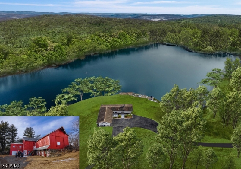 Discover the Wantage Wonder! An unmatched opportunity to own a private nearly 100 Acre Estate with Views everywhere, complete with a fully furnished Mid Century Modern 5 bed, 3 baths Lakefront home with Barn, Greenhouse, all which comes with a ton of extras like a Sea-Doo jetski, 7 ATVs, a tractor, farm equipment, and much more!! Opportunities including: subdividing, equestrian operations, livestock farming, crop production, managed forestry, aquaculture, renewable energy generation, or operating a seasonal farm market. Ideal for horse enthusiasts seeking agricultural flexibility and income potential! At the heart of this extraordinary property is an 18-acre private lake, perfect for fishing, boating, and recreation. The estate also features a boat ramp, fishing dock, a golf "green , a 7-stall barn with a chicken coop, a 4,000 sq. ft. greenhouse with natural spring irrigation, and a 15+ acre fenced pasture for cows or horses. With walking trails lined with fruit trees, a private one-mile hiking path through a 50+ acre forest, and a prime location near High Point National Park and under 1.5 hours from NYC, this property is an incredible blend of luxury, recreation, sustainability, & income. Priced to include all furnishings and equipment, this is a true retreat a rare find offering endless possibilities such as short term rentals, weddings, farming, the list goes on and on! Property goes to 2 streets (Armstrong & Sherman Ridge). Maps available!