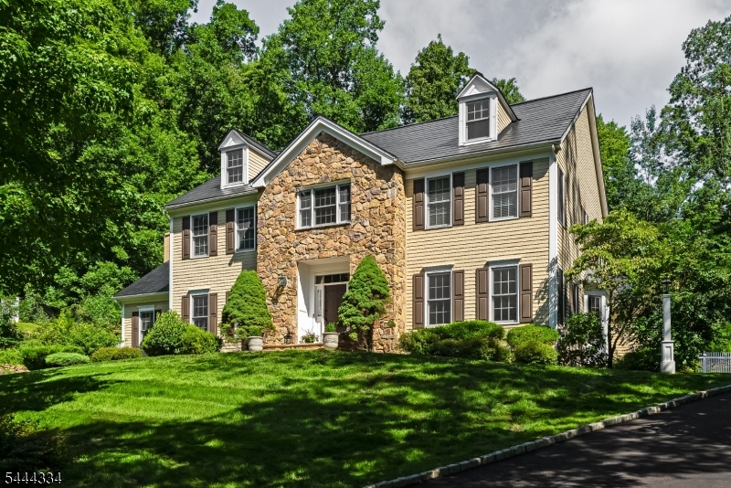 Rare opportunity in Mendham Township's coveted Brookrace neighborhood. Nestled on a quiet cul-de-sac with private access to the scenic trails and 780 acres of Schiff Nature Preserve, this beautifully maintained residence offers an exceptional blend of privacy, elegance, and modern efficiency. Thoughtfully designed for today's lifestyle, the home features a large living room and family room, a bright formal dining area, and an eat-in kitchen with views of the professionally landscaped gardens.   There are four spacious bedrooms, four full and one half baths, a private first-floor office, and a fully finished lower level ideal for recreation, fitness, media, or flexible living space.  The outdoor setting is equally captivating, where a beautifully crafted bluestone patio creates the perfect backdrop for entertaining or unwinding, complete with an in-ground hot tub and a serene water feature. Completing this remarkable offering is an owned, fully transferable Tesla Solar Roof that seamlessly combines sophisticated curb appeal with clean, renewable energy, enhanced efficiency, and the potential for significant utility savings, all without compromising the timeless beauty of the home's exterior.  All public utilities.  Updated HVAC systems.  Lake Therese privileges for non-motorized boating and fishing.  Top Rated Mendham Twp Schools and close proximity to major highways.