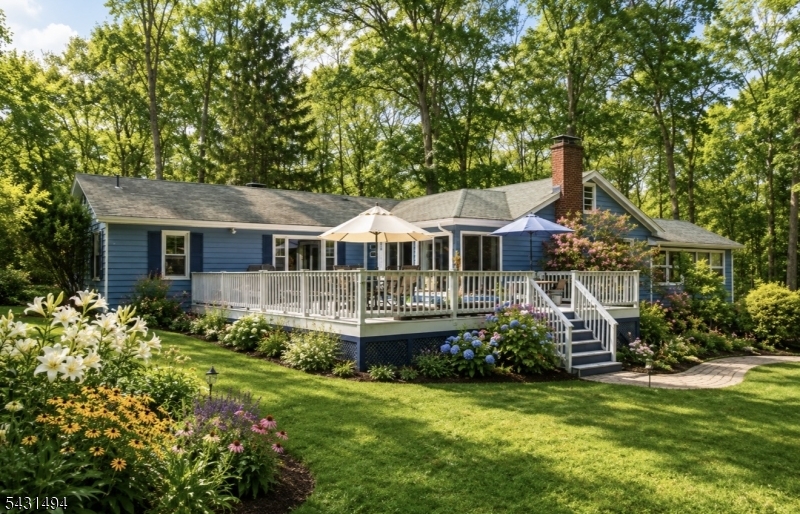 This beautifully updated 3 bedroom, 2 bath home is nestled in the charming community of Branchville and backs directly onto Culver's Creek, a state stocked trout stream, offering a serene setting with private access for trout fishing. Conveniently located just minutes from local amenities, this home blends tranquility with accessibility.Extensively renovated, the interior and exterior have been recently repainted, creating a fresh, modern feel. The home features three fireplaces, two with wood burning stoves and one in the dining room, adding warmth and character throughout.The layout offers a seamless flow, enhanced by built ins in three rooms. The kitchen includes stainless steel appliances, while upgrades feature a new main breaker panel, repointed chimneys, and all new LED recessed lighting with dimmers, updated switches, outlets, and select USB ports. A full house generator provides backup power, and a security system adds peace of mind. Stained glass fixtures add unique charm.The dining room showcases hardwood floors with inlays and views of the deck and yard. The living room features a stone fireplace, built ins, and a large picture window. Both bathrooms are updated, and bedrooms offer generous storage and scenic views. A cozy den with new carpeting and a stone fireplace adds extra living space. The expansive, lighted deck is perfect for relaxing or entertaining while enjoying the beautiful, estate like property. Sale Includes 2 lots with 2 car detached garage.