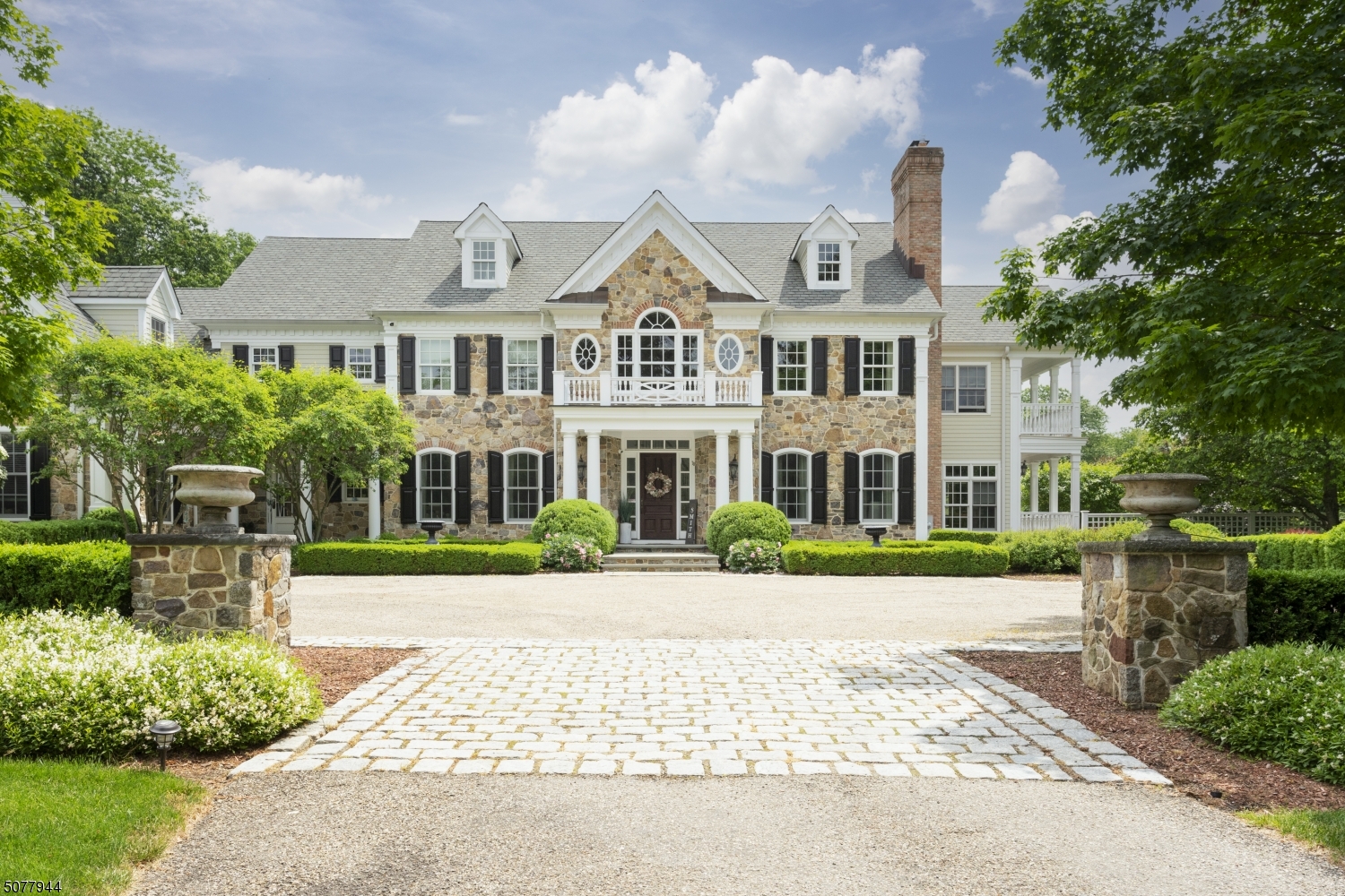 Absolute perfection on ~4 acres w/7Brs 7.5 baths 2 miles from NICHE 2021 top school in NJ. Enter multi-floor foyer w/winding stairs & FLR/FDR on either side and a phenomenal custom kitchen Enjoy morning coffee at XL granite island or breakfast area w/turret ceilings looking onto 1 of 2 backyard patios. Step down into giant FR w/FP, step up to wood wet bar. On left is coffered ceiling mahogany office great for all day zoom mtgs.  Past bar is 1 of 2 wrap around covered sunroomsTake 1 of 2 stairs to Primary BR w/multiple WICs, XL FR & vanity sitting areas. Admire the manicured backyard fr your breathtaking bath. There s also 4 lg ensuite BRsFin basement has full kit, 2 wine cellars, media rm, gym & has private entrance making it perfect space to entertain or private mother/daughterMAKE APP TODAY