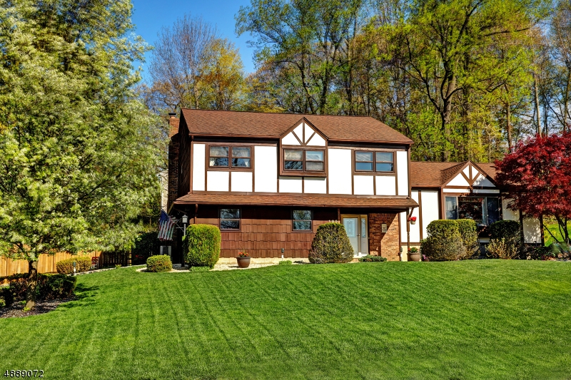 Mr. & Mrs. Perfection live here! Right from the professionally landscaped and manicured lot, to walking into the large foyer you will be impressed. Bright and peaceful, hardwood floors enhance the rooms of this beautifully maintained split. Freshly painted, updated light fixtures and kitchen with stainless appliances. An enclosed 3-season room with vaulted ceilings overlooks the serenity and beautiful sunsets in the back yard. Family room features a wood burning fireplace and there is also a powder room and the laundry room on this level. Finished basement with plenty of closets and storage. Upstairs is a master bedroom and full bath plus 3 additional bedrooms and a full bath. This is one of Rockaway's most sought after neighborhoods! Walk to NYC buses & easy access to Routes 80, 46 & 10.