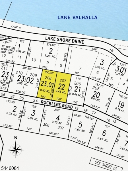 Wonderful opportunity to build your dream home/s in desirable Lake Valhalla.  Incudes TWO lots providing almost an acre of scenic lake views. (Lot 22 and Lot 23)  Current owner has a home design/plan which was approved in the past.  Storm Drainage is in place.  Any changes to the design and site plan would require town approval and would be the responsibility of the buyer.  All variances and permits were obtained but abandoned due to buyer performance.  Public sewer in street.  Lots are wooded and slope down from the road.  Buyer to do due diligence.  Enjoy country club life in this private setting as well as Montville's top rated schools, lake lifestyle, shopping, fine dining and 30 mile proximity to NYC!