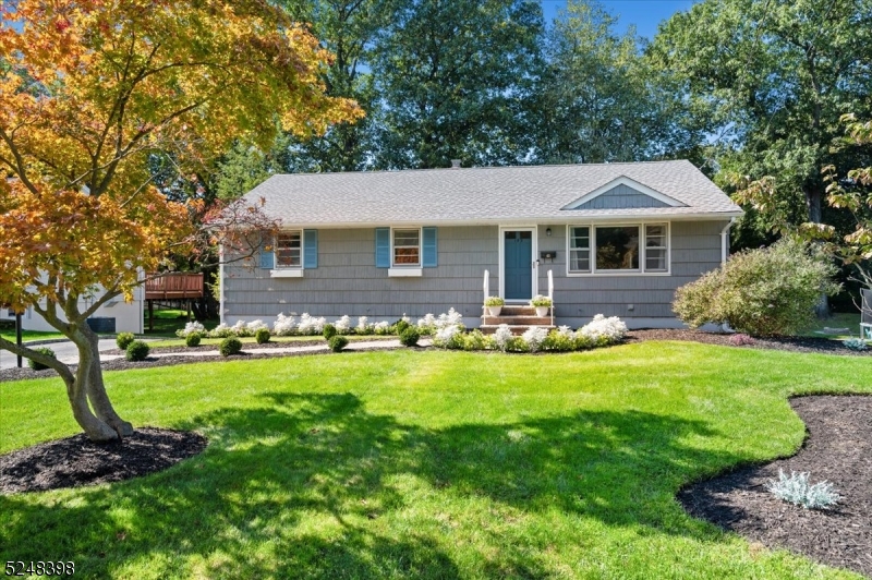 Lovely & Full of Recent Updates, this expanded ranch is conveniently located in a quiet residential neighborhood of River Vale minutes away from highways, stores, restaurants, parks, and top schools, just 20 miles away from NYC. Wonderful curb appeal leads you inside, where you'll find gleaming hardwood floors and recessed lighting in the spacious and sun-filled living room with open flow into a formal dining room. Just beyond is the kitchen equipped with classic white cabinetry, crisp white appliances, and breakfast bar with extra seating. You'll enjoy relaxing and entertaining in the inviting family room, which features a freestanding fireplace and big windows for ample natural light and views of the backyard. Wood floors continue into 3 bedrooms including a generous primary with ceiling fan and direct access to a beautiful full hall bath with storage vanity and tub/shower combo. A second full bath off the family room has a walk-in shower. The oversized and freshly painted 2-tier deck is awaiting your summertime cookouts and overlooks a sprawling and shady lawn with lots of room for gardening or playing games. A spacious extra storage room with access from the deck.  The unfinished basement houses laundry, utilities, storage space, and access to the attached rear-entry 1-car garage. Bathrooms renovated in 2023, this home also boasts a new roof (2021), new central air (2022), and updated front landscaping. This move-in ready gem leaves nothing to do but unpack and enjoy.