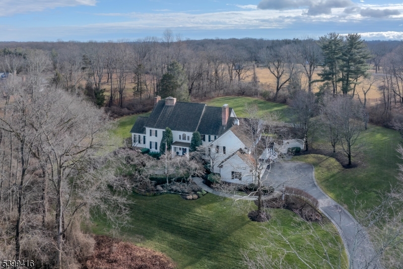 Presenting a distinguished 6-bedroom residence in the classic Harding tradition, set on 4.3 landscaped acres. Designed and built in 1997 by John McFayden and Terry Eichler, the home reflects enduring craftsmanship with soaring ceilings, refined millwork, and a thoughtfully designed floor plan for flexibility and function. Approximately 8,000 square feet unfold across three finished levels. The renovated kitchen is expansive and light-filled, anchored by an inviting informal dining area overlooking the gardens and private rear grounds. Fireplaces lend warmth and character to the gracious living room, formal dining room, private study, and first-floor family room. The second level includes the primary suite with fireplace, with a beautifully appointed bath and two custom walk-in closets of exceptional quality. 4 additional large bedrooms and 3 full baths offer ample flexibility. The 1200 sq ft walk-out lower level is as thoughtfully finished as the main floors, featuring a guest suite, secondary family room, game room, exercise space, wine cellar, powder room, and direct access to the Gunite pool with spa. With the advantage of Harding Township's notably low taxes, fine public and nearby private schools, the neighboring entertainment value of Morristown, 31-mile proximity to the Lincoln Tunnel, and under 30 minutes to Newark Liberty International Airport, this offering represents a compelling opportunity.