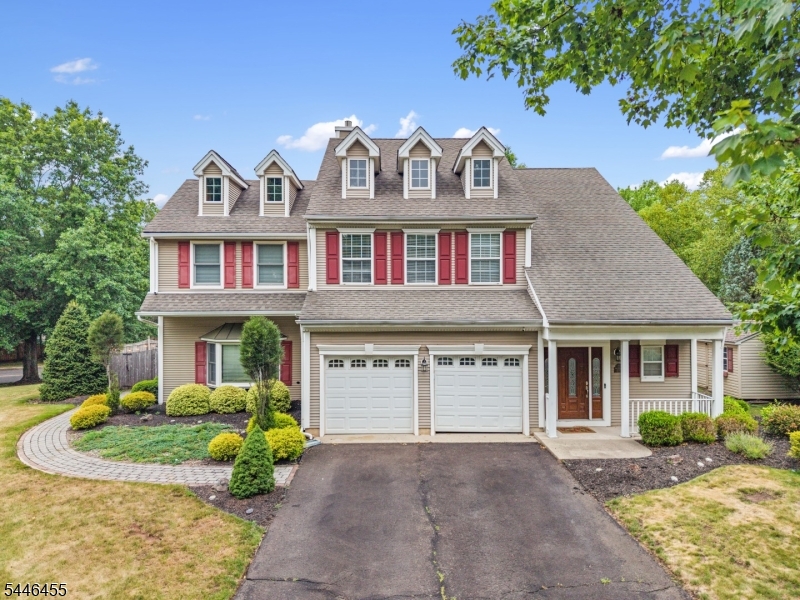 Welcome to this beautifully maintained 4-5 bedroom, 2.5-bath colonial, perfectly situated on a spacious corner lot in one of Branchburg's most desirable neighborhoods.Step inside to a dramatic two-story living room with soaring ceilings and gleaming hardwood floors that continue throughout all 2590 sq feet of the home, creating a bright and inviting first impression. The thoughtful floor plan offers a formal dining room, an expansive eat-in kitchen, and a warm, comfortable family room complete with a gas fireplace. Upstairs, the spacious primary suite features a beautifully updated en-suite bathroom and generous closet space. Three additional bedrooms, a bonus room perfect for a 5th bedroom or a home office, an upstairs laundry room, and a full hall bath provide comfort and convenience. Outside is where this home truly shines. A Trex deck overlooks a private, resort-inspired backyard surrounded by mature landscaping and highlighted by a built-in heated pool, creating the perfect setting for relaxing weekends, summer gatherings, and making lasting memories. Additional features include a two-car garage, exceptional curb appeal, and the pride of Ownership that's evident throughout. This is more than just a beautiful house- it's a place you'll love coming home to.